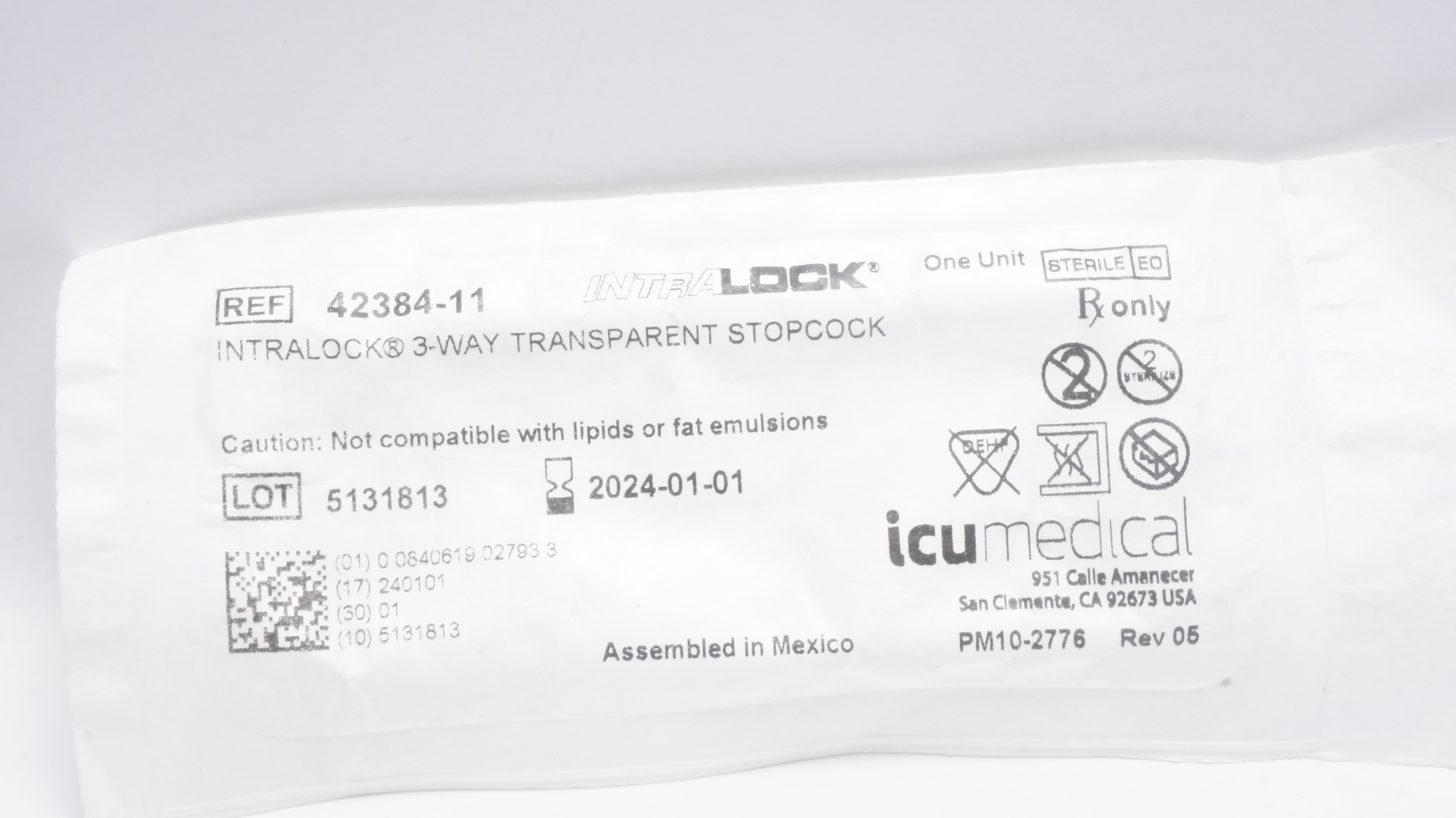 ICU Medical 42384-11 IntraLock 3-Way Transparent Stopcock (x)