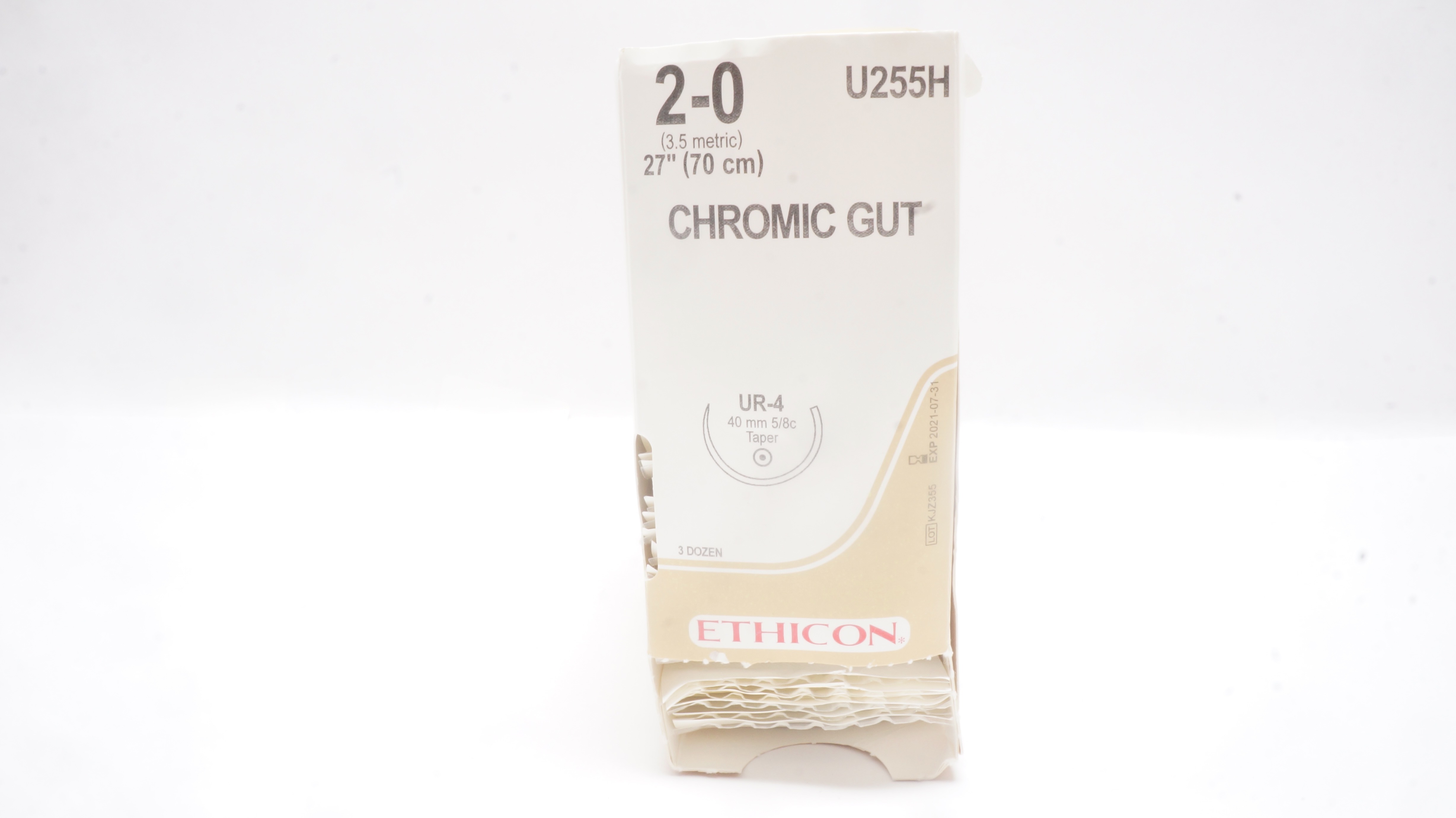 Ethicon U255H 2-0 Chromic Gut UR-4 40mm 5/8c Taper 27inch (x) - Box of 33