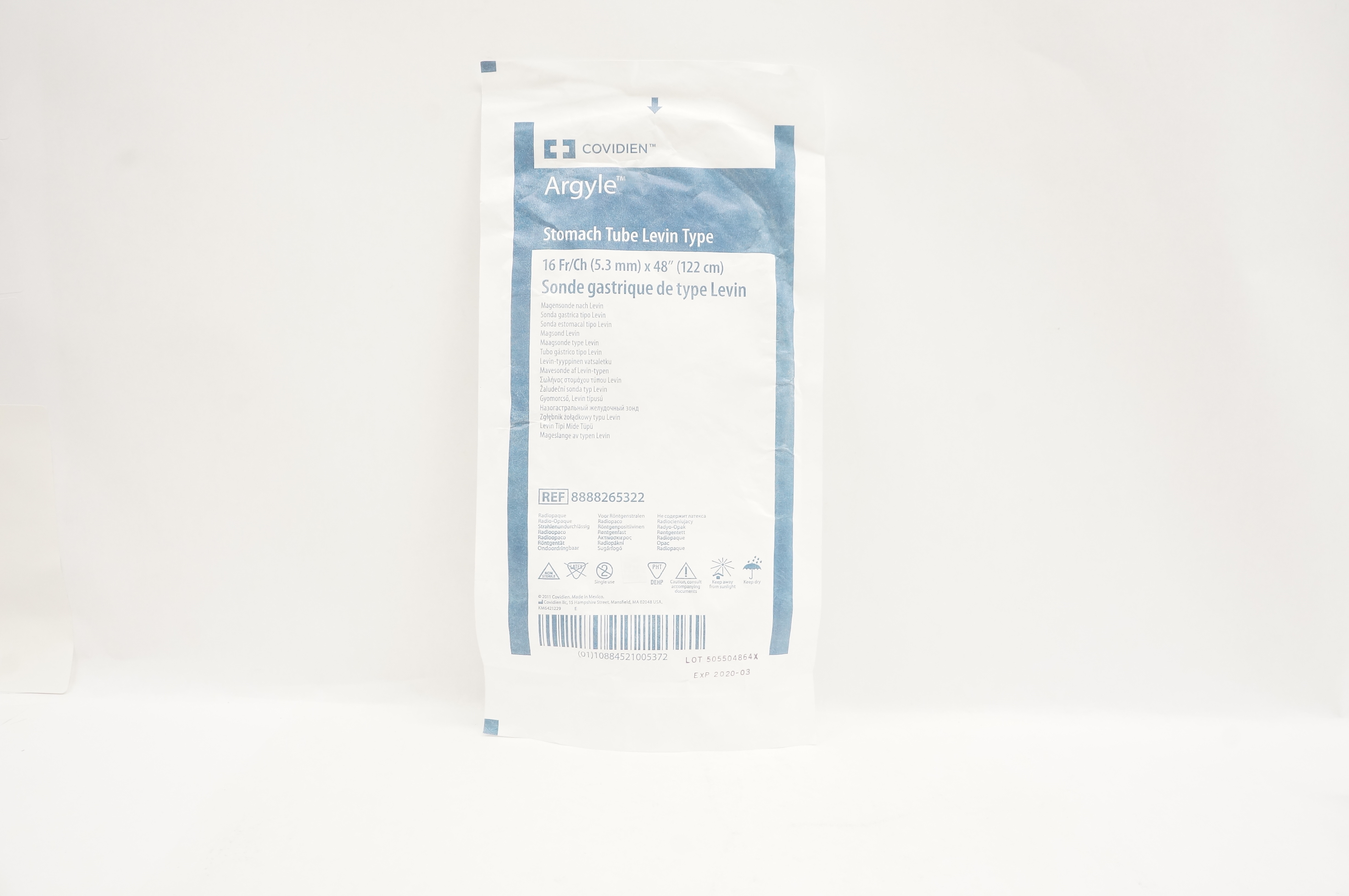Covidien 8888265322 Argyle Stomach Tube Levin Type 16Fr/Ch x 48 inch (x)