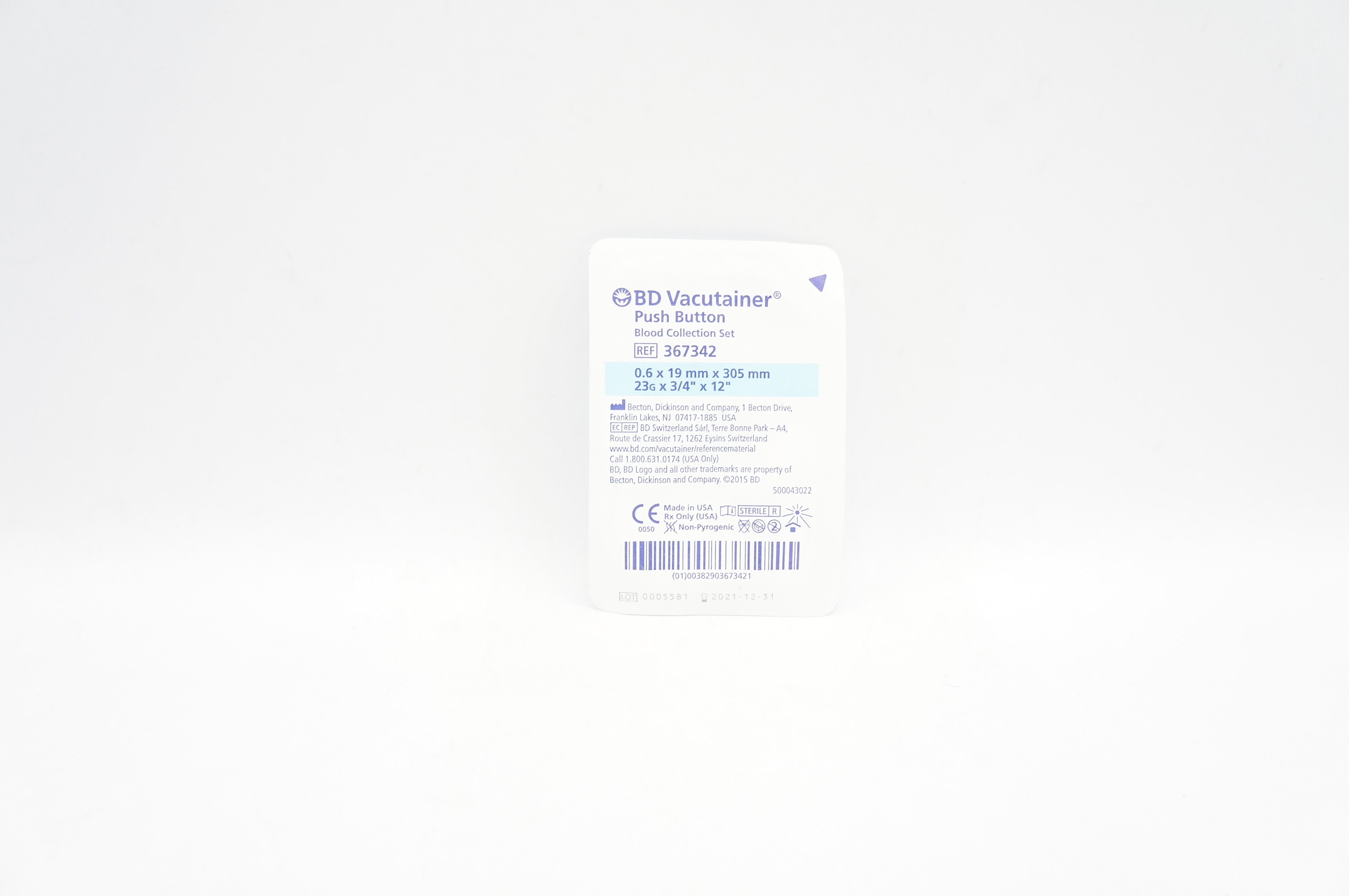 BD 367342 Push Button Blood Collection Set 23G x 3/4inch x 12inch (x)