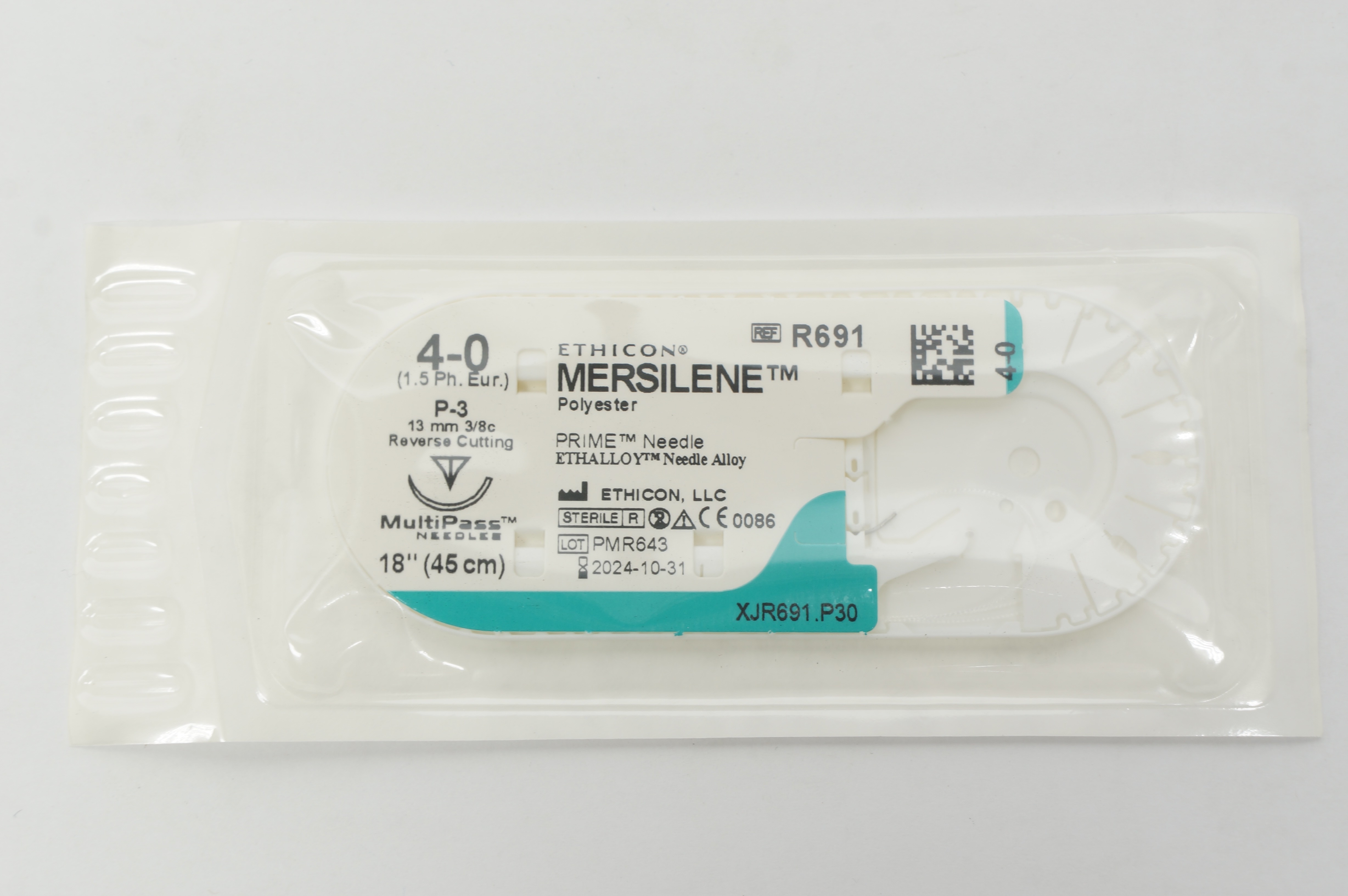 Ethicon R691 4-0 MERSILENE P-3 13mm 3/8c Reverse Cutting 18inch