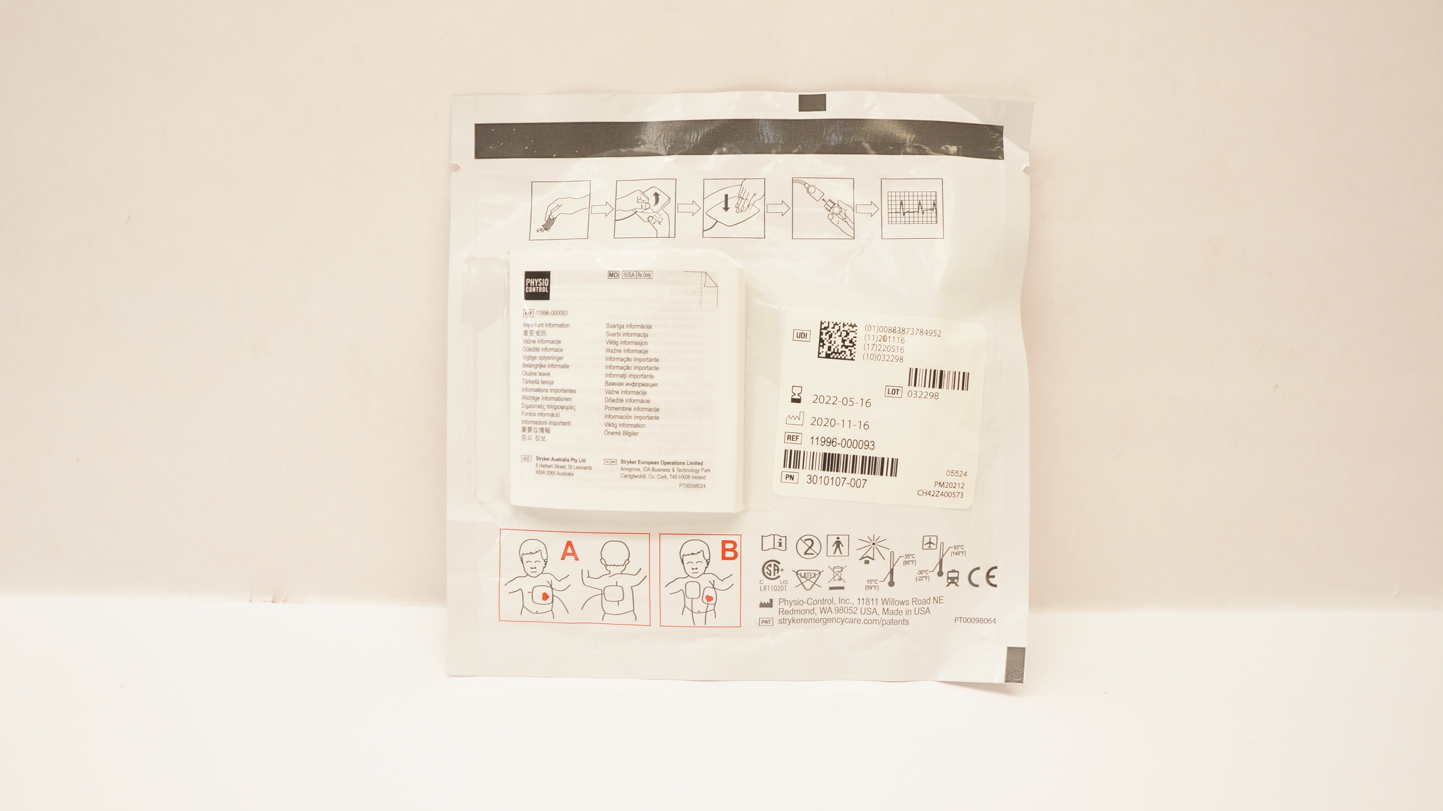 Physio Control 11996-000093 Quik-Combo RTS Pediatric ECG Electrodes 0-33lbs. (x)