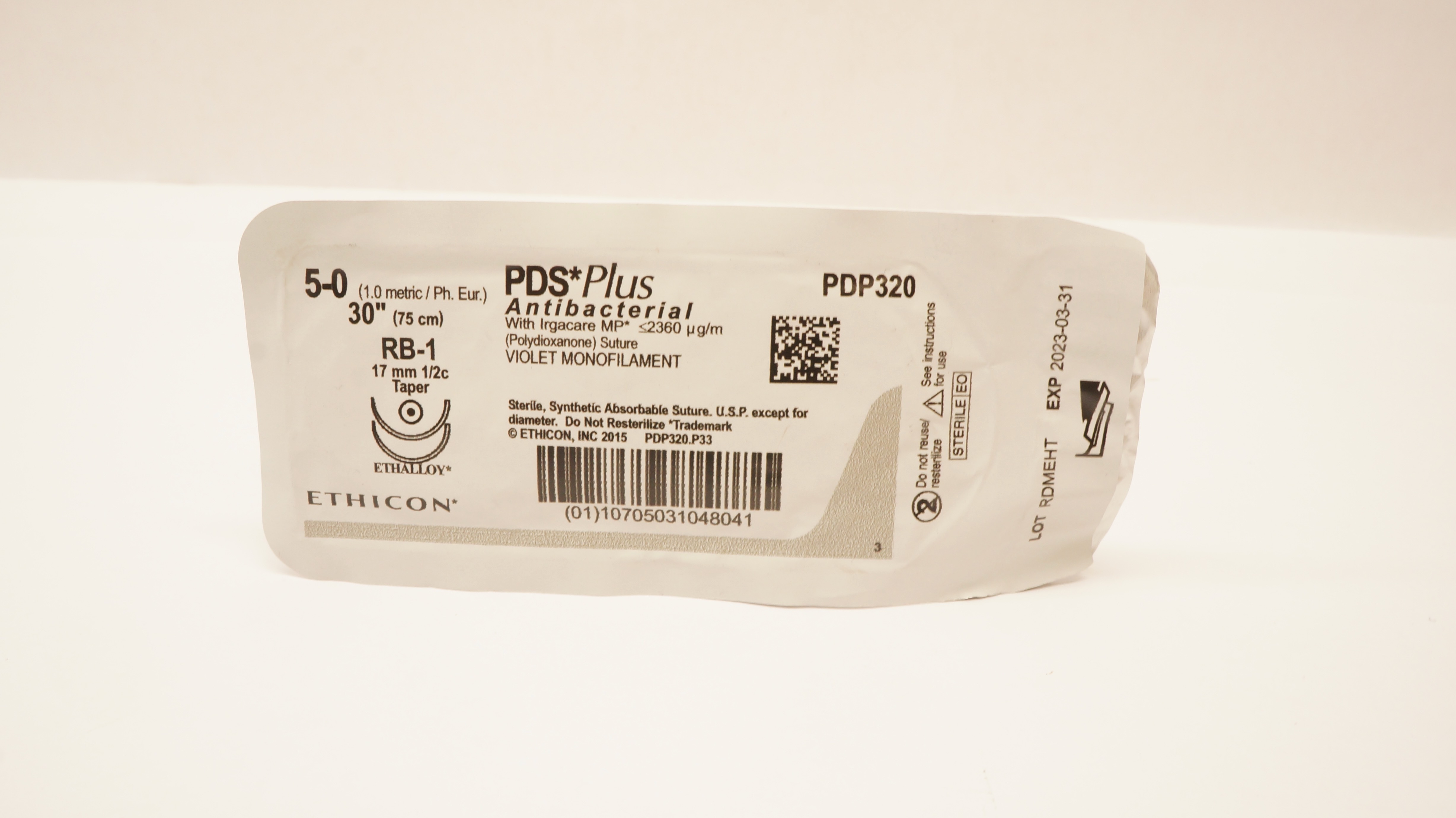 Ethicon PDP320 5-0 PDS Plus, RB-1, 17mm 1/2c Taper, 30inch