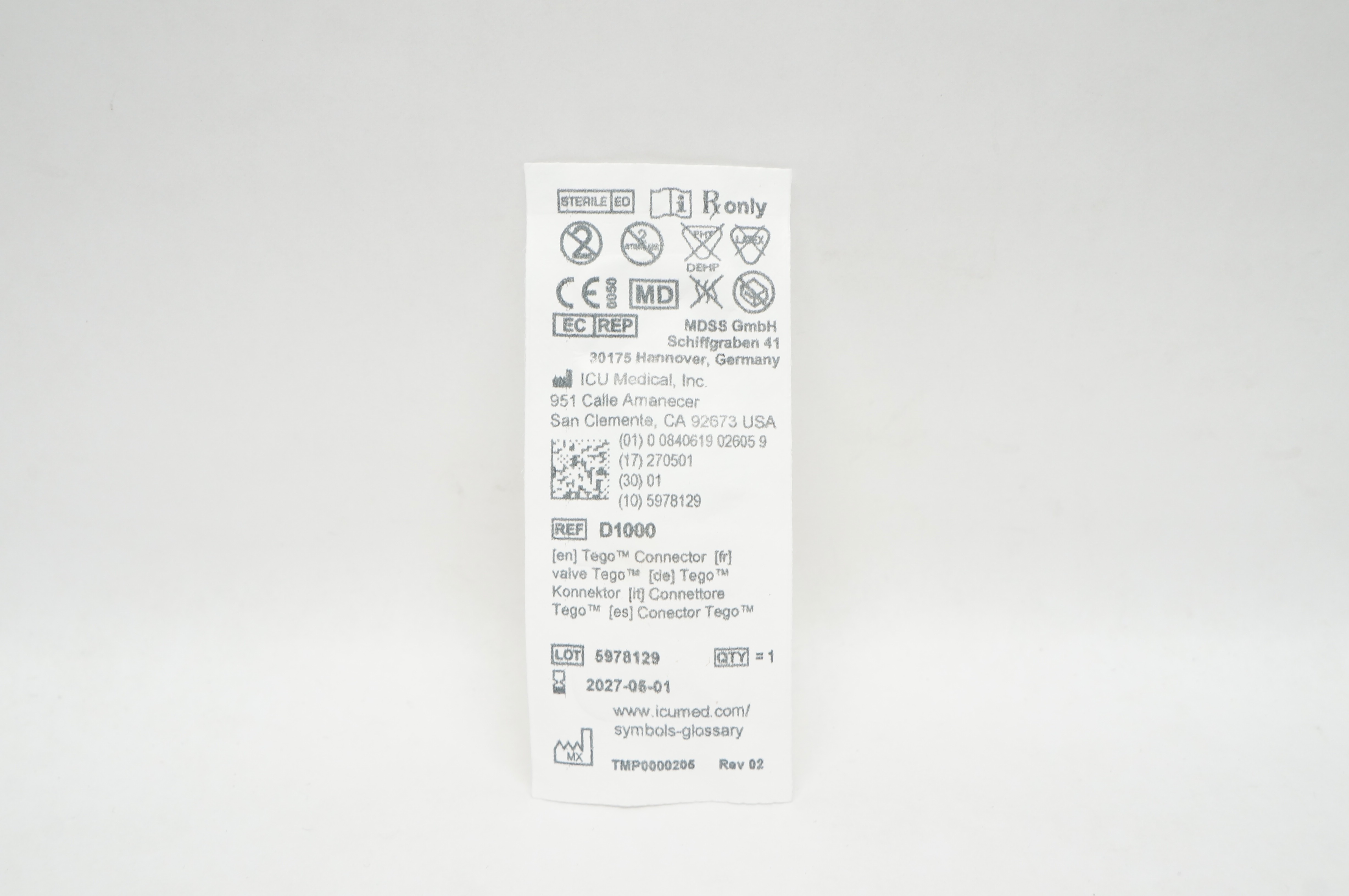 ICU Medical D1000 Tego Connector