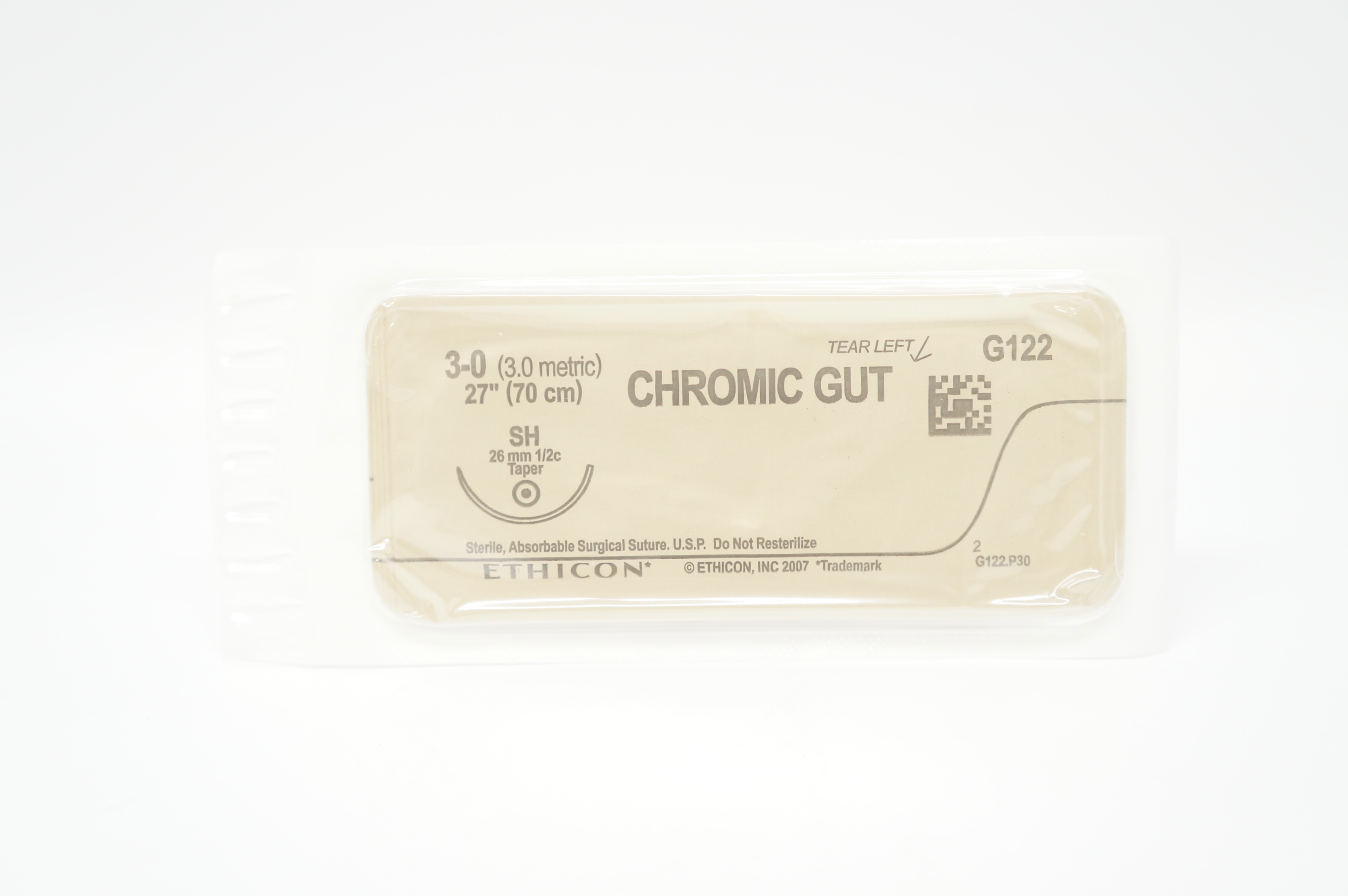 Ethicon G122 3-0 Chromic Gut Surgical Stre SH 26mm 1/2c Taper, 27inch