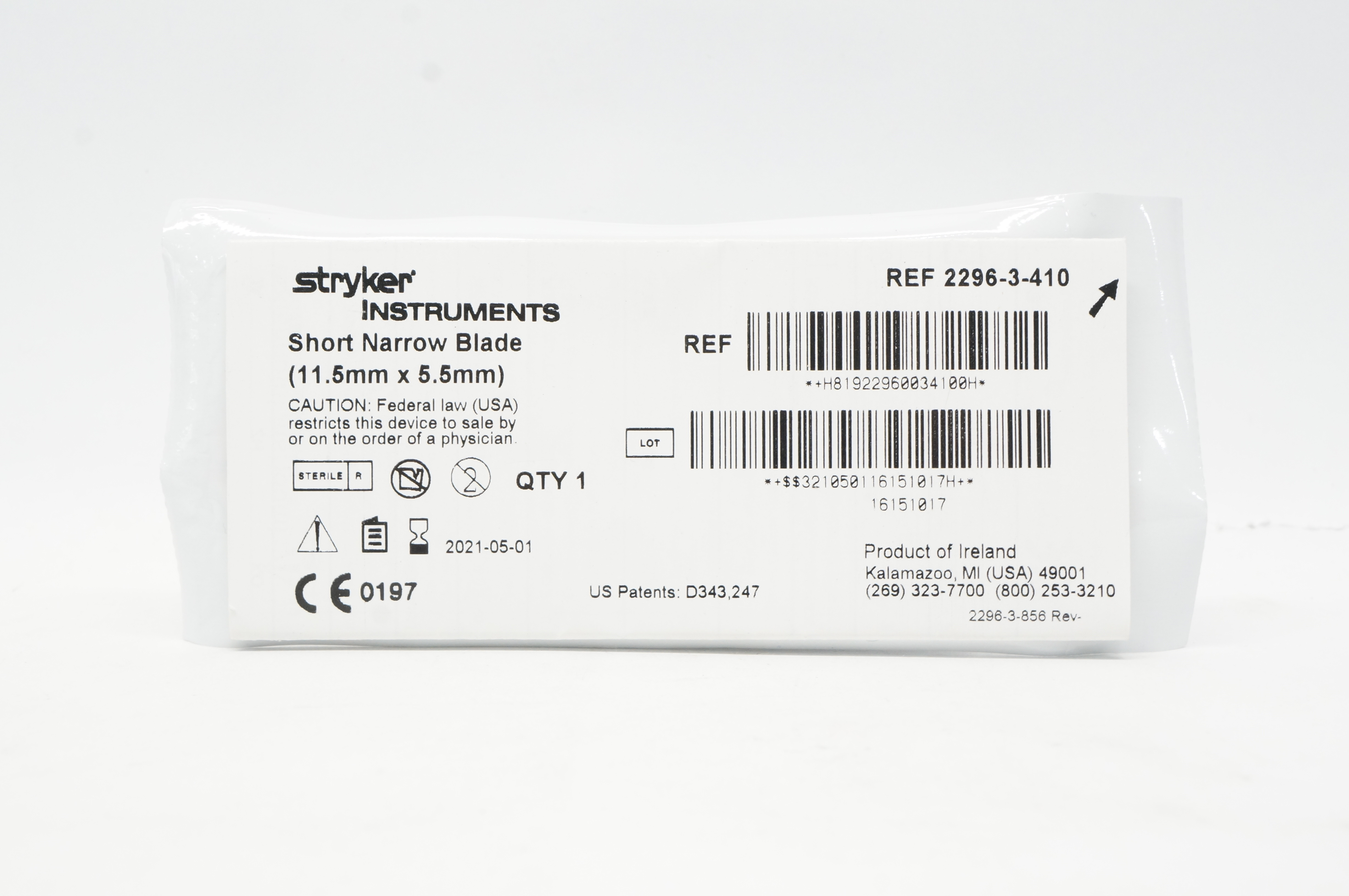 Stryker 2296-3-410 Short Narrow Blade 11.5mm x 5.5mm (x)
