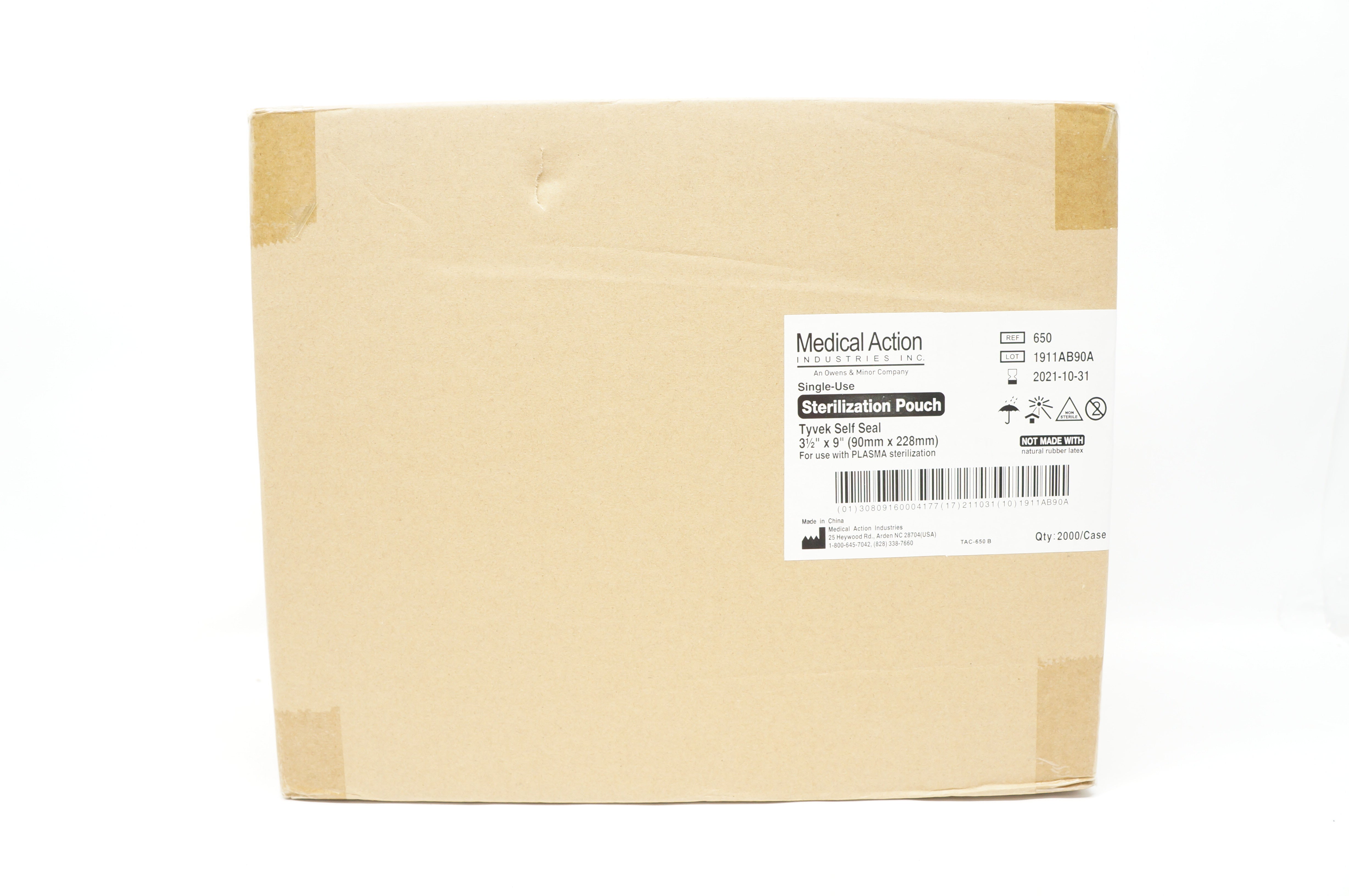 Medical Action 650 Sterilization Pouch Tyvek Self Seal 3-1/2 x 9 in -Box of 2000