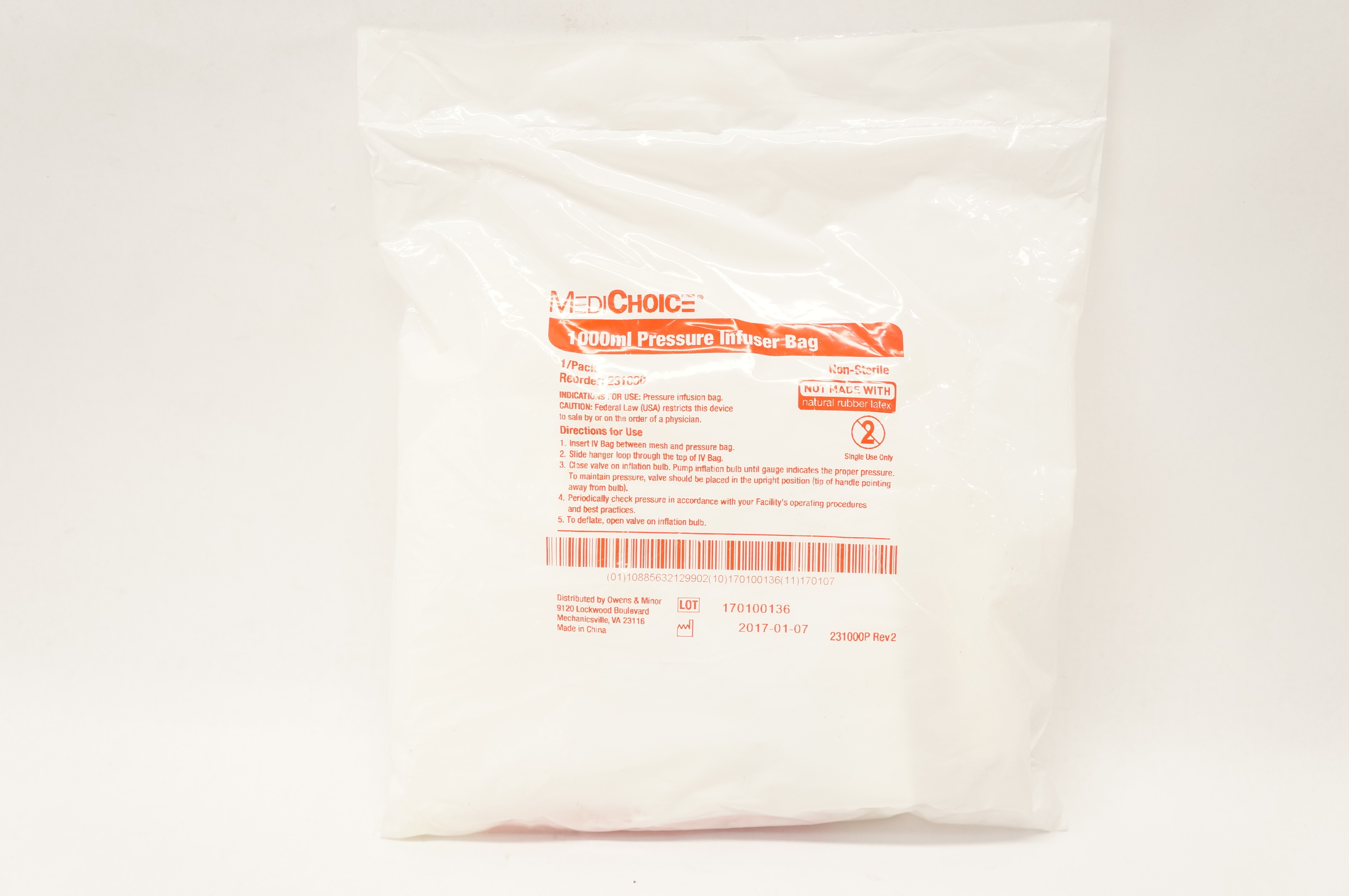 MediChoice 231000 Pressure Infuser Bag 1000mL