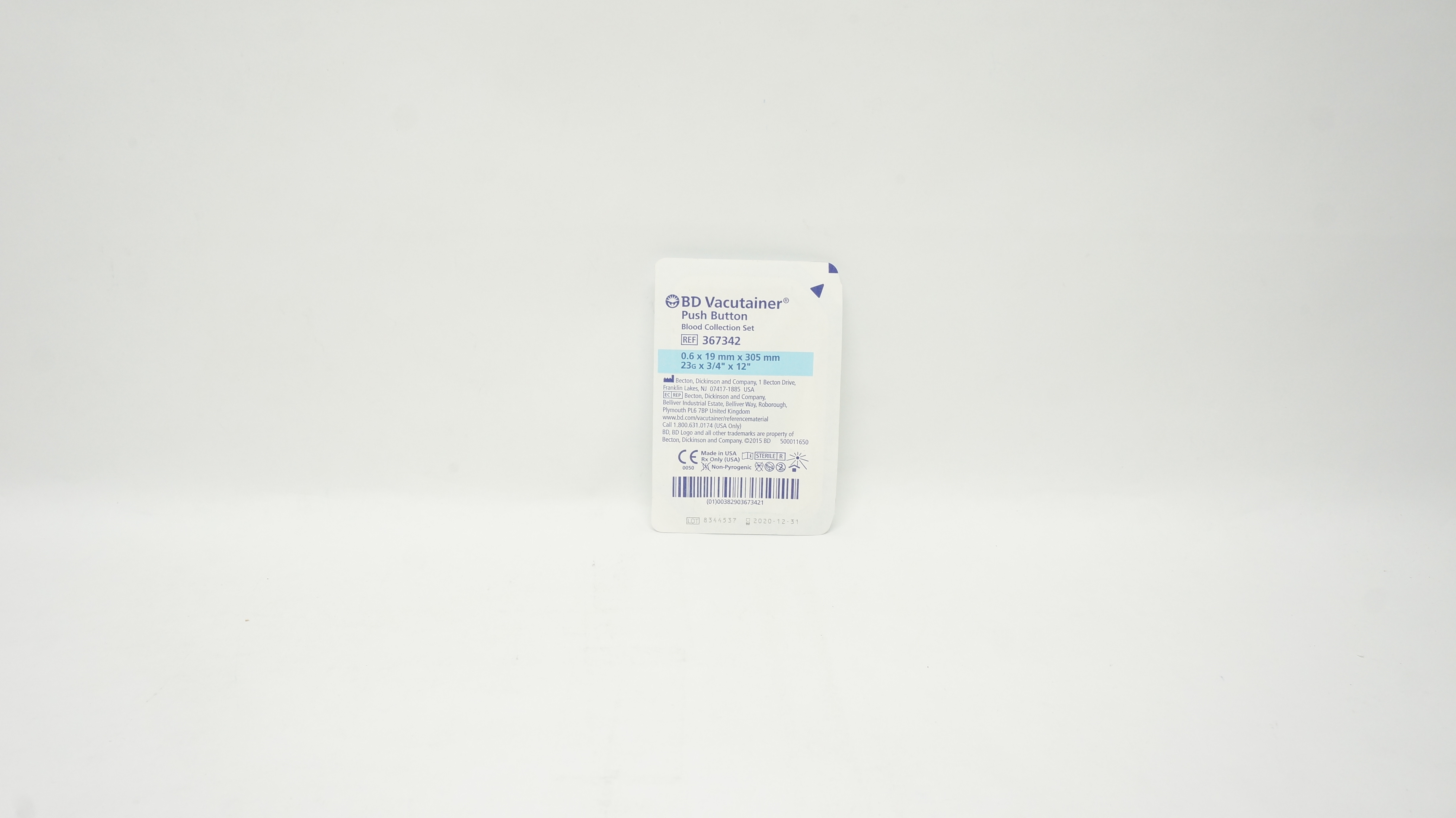 BD 367342 Vacutainer Push Button Blood Collection Set 23G x 3/4inch x 12inch (x)