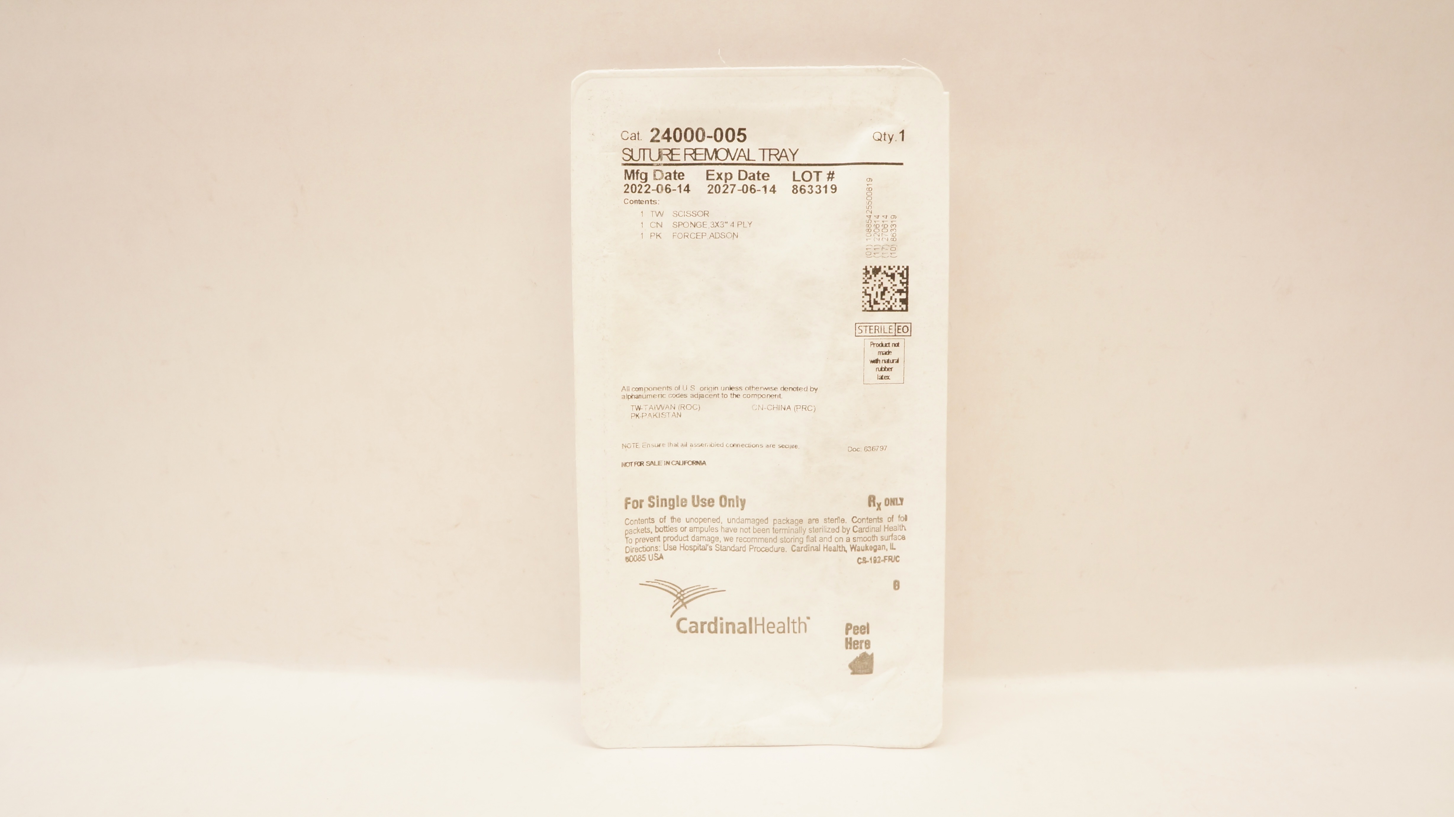 Cardinal Health 24000-005 Stre Removal Tray