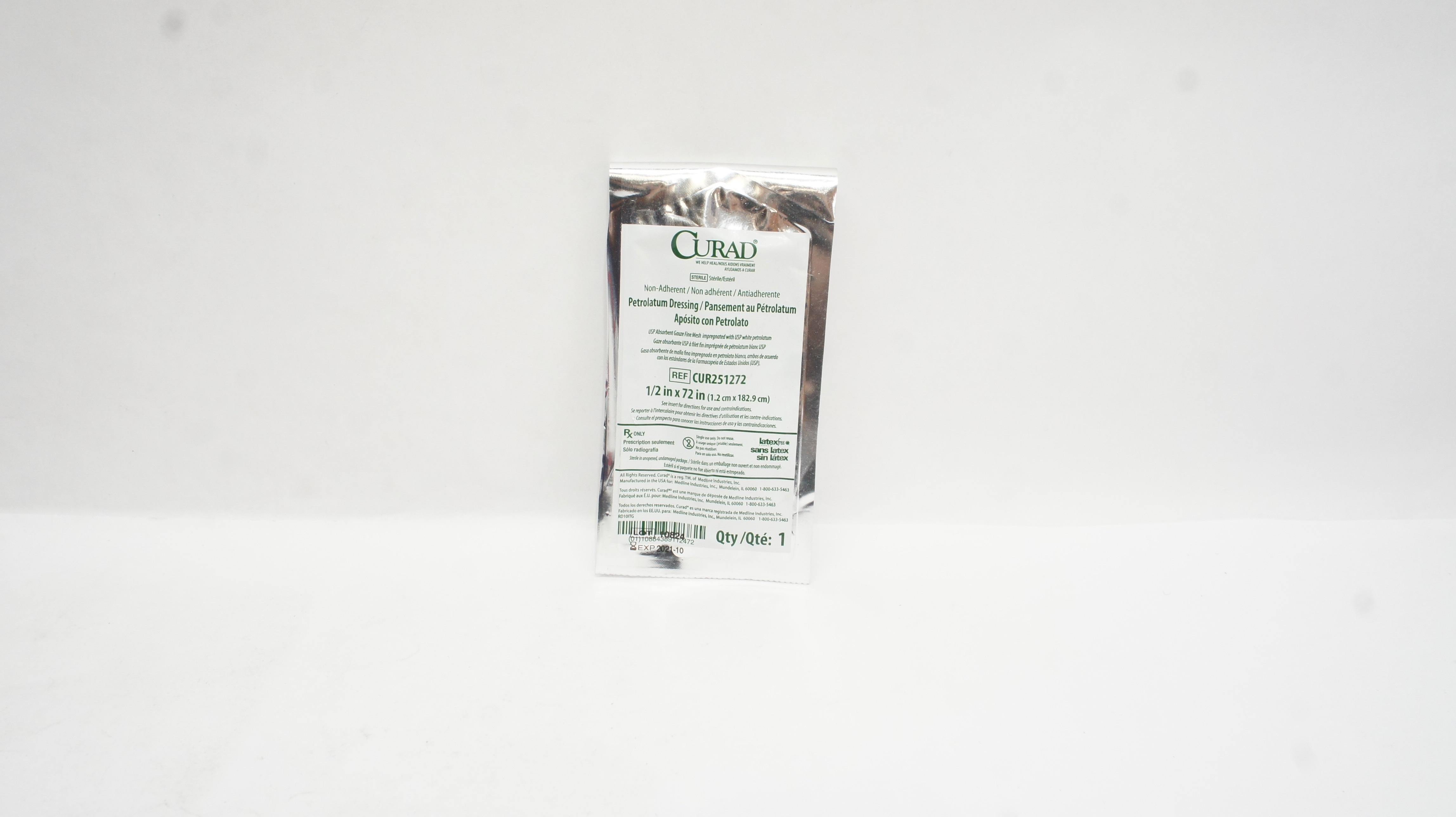 Curad CUR251272 Petrolatum Dressing in Overwrap 1/2inch x 72inch (x)