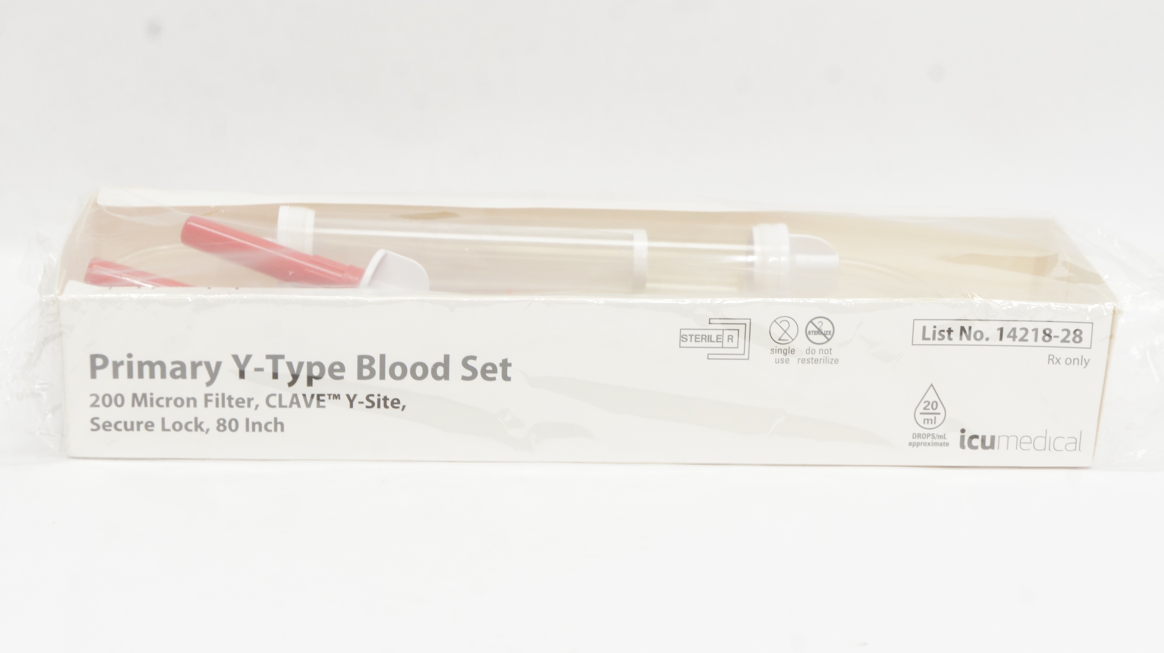 ICu Medical 14218-28 Primary Y-Type Blood Set 20ml 200Micron Filter