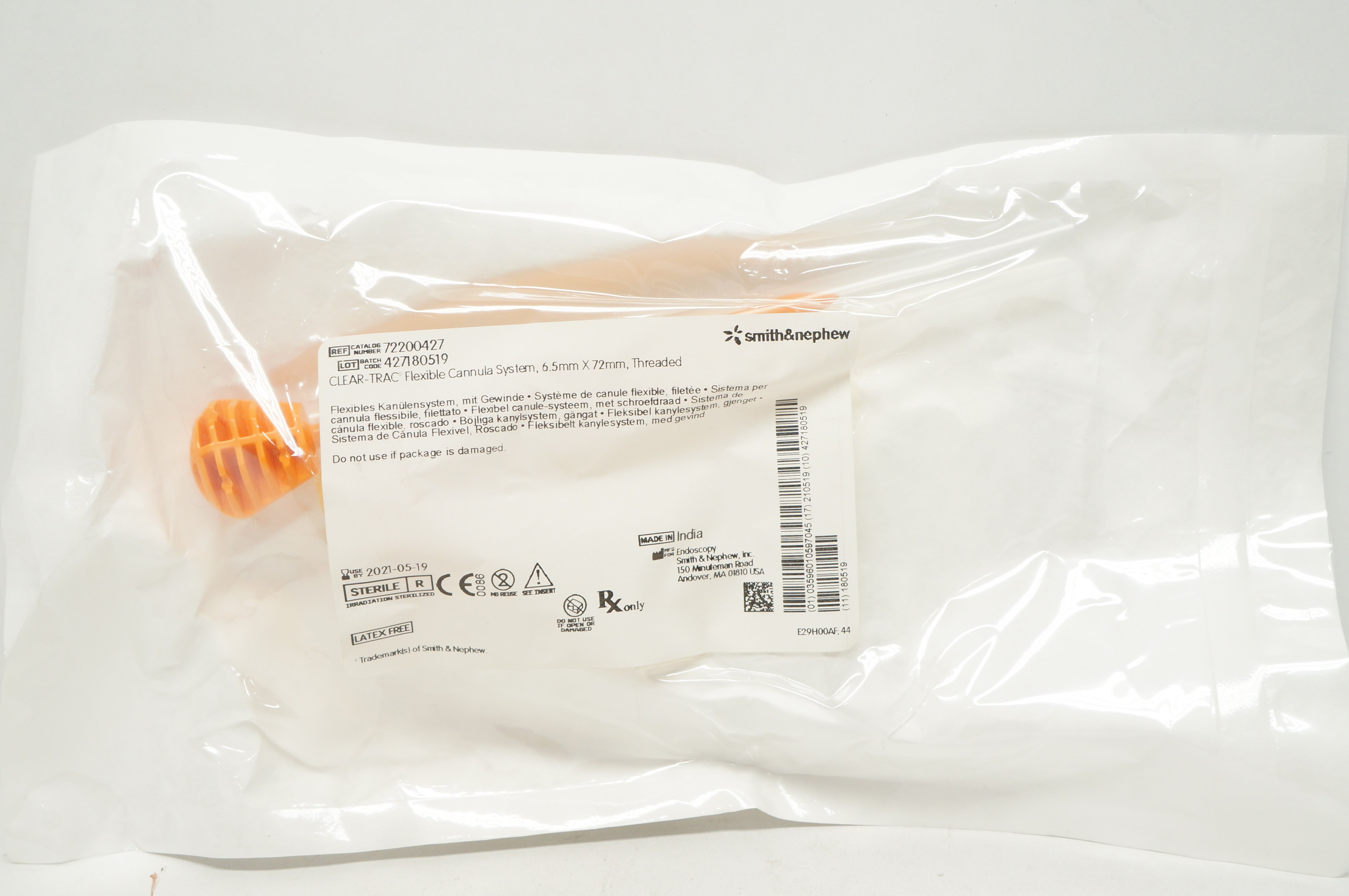 Smith&Nephew 72200427 Clear-Trac Flexible Cannula System 6.5x72mm Threaded (x)