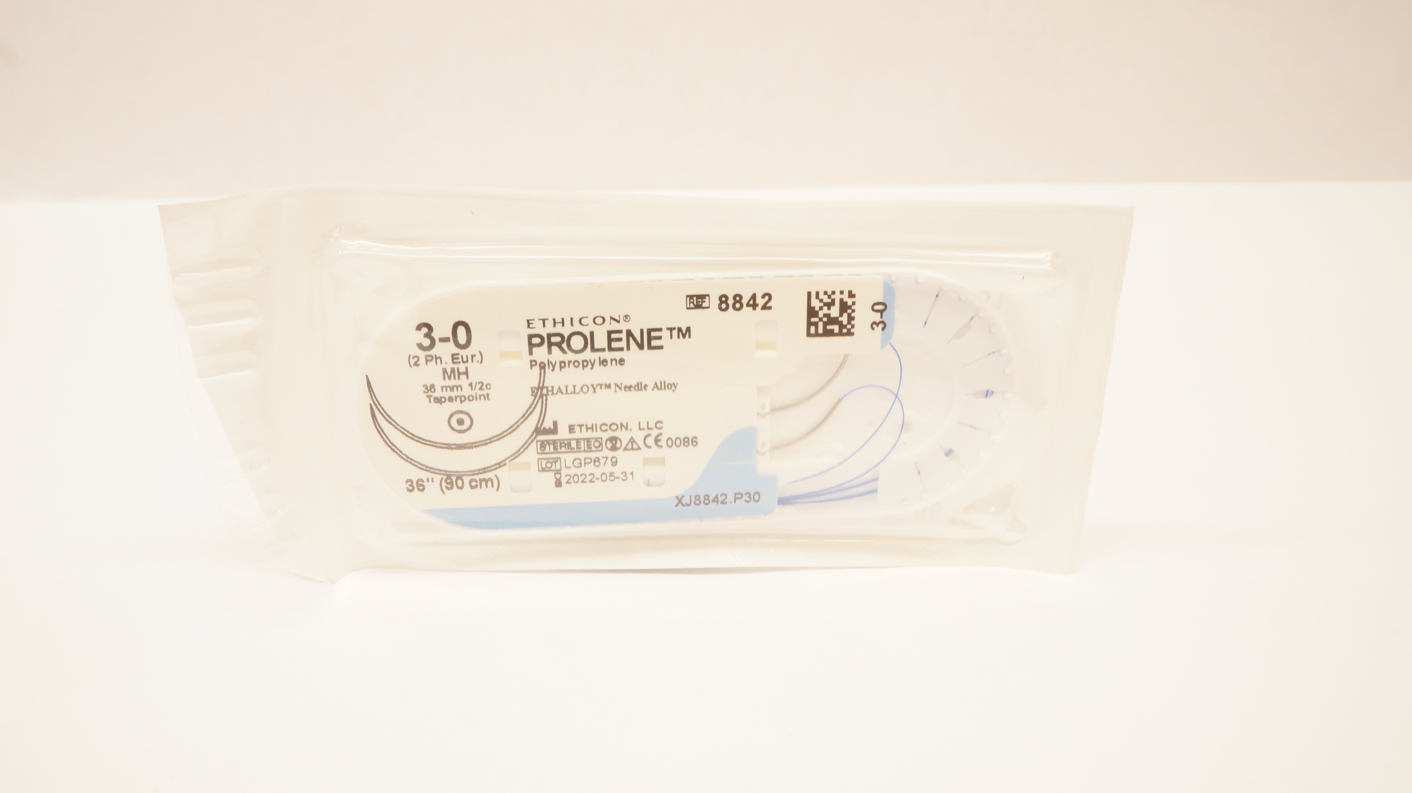 Ethicon 8842 3-0 Prolene Blue Monofilament MH 36mm 1/2c Taper 36inch (x)