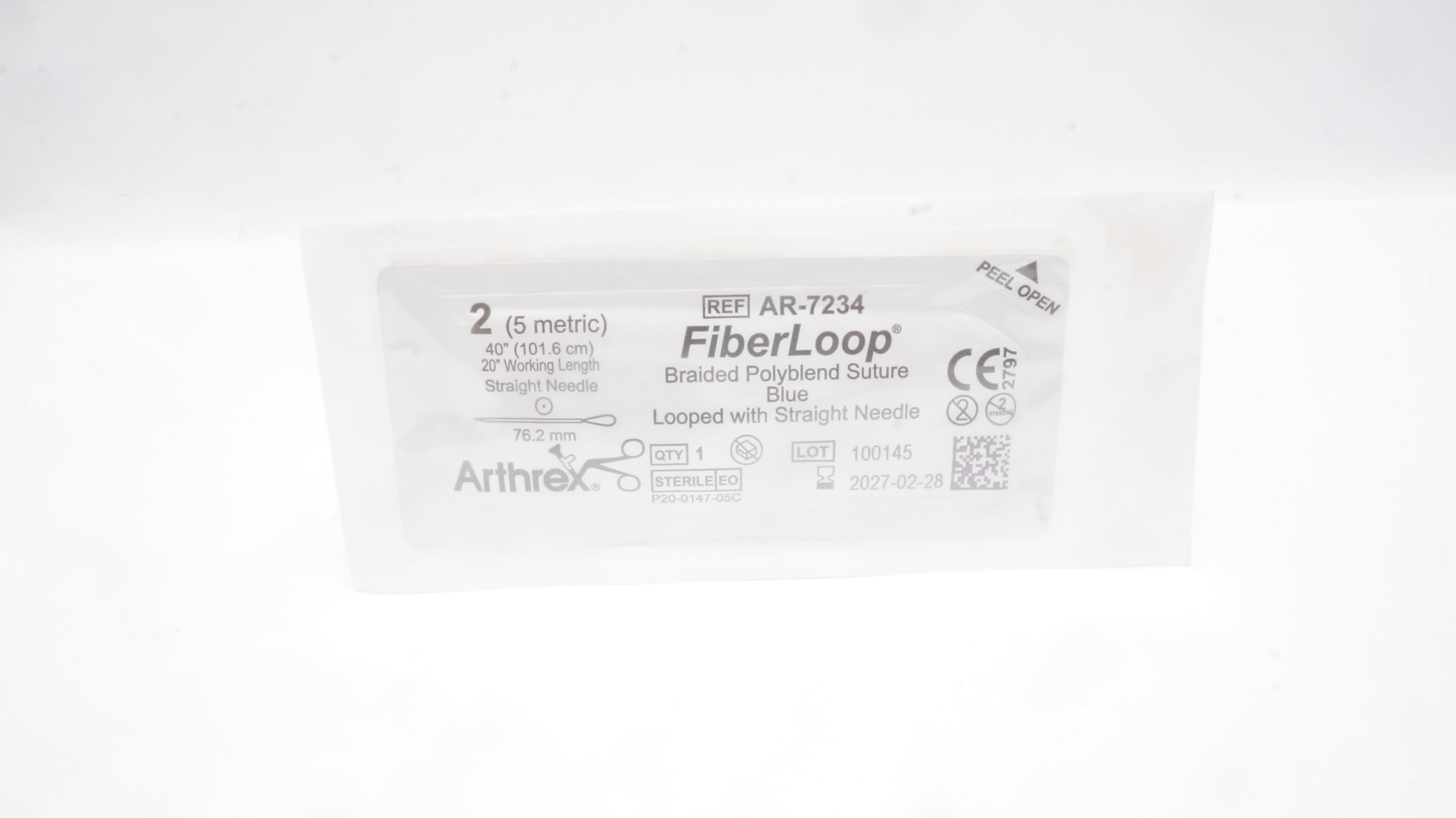 Arthrex AR-7234 2 FiberLoop Braided Polyblend Stre Straight Ndle 76.2mm, 40inch