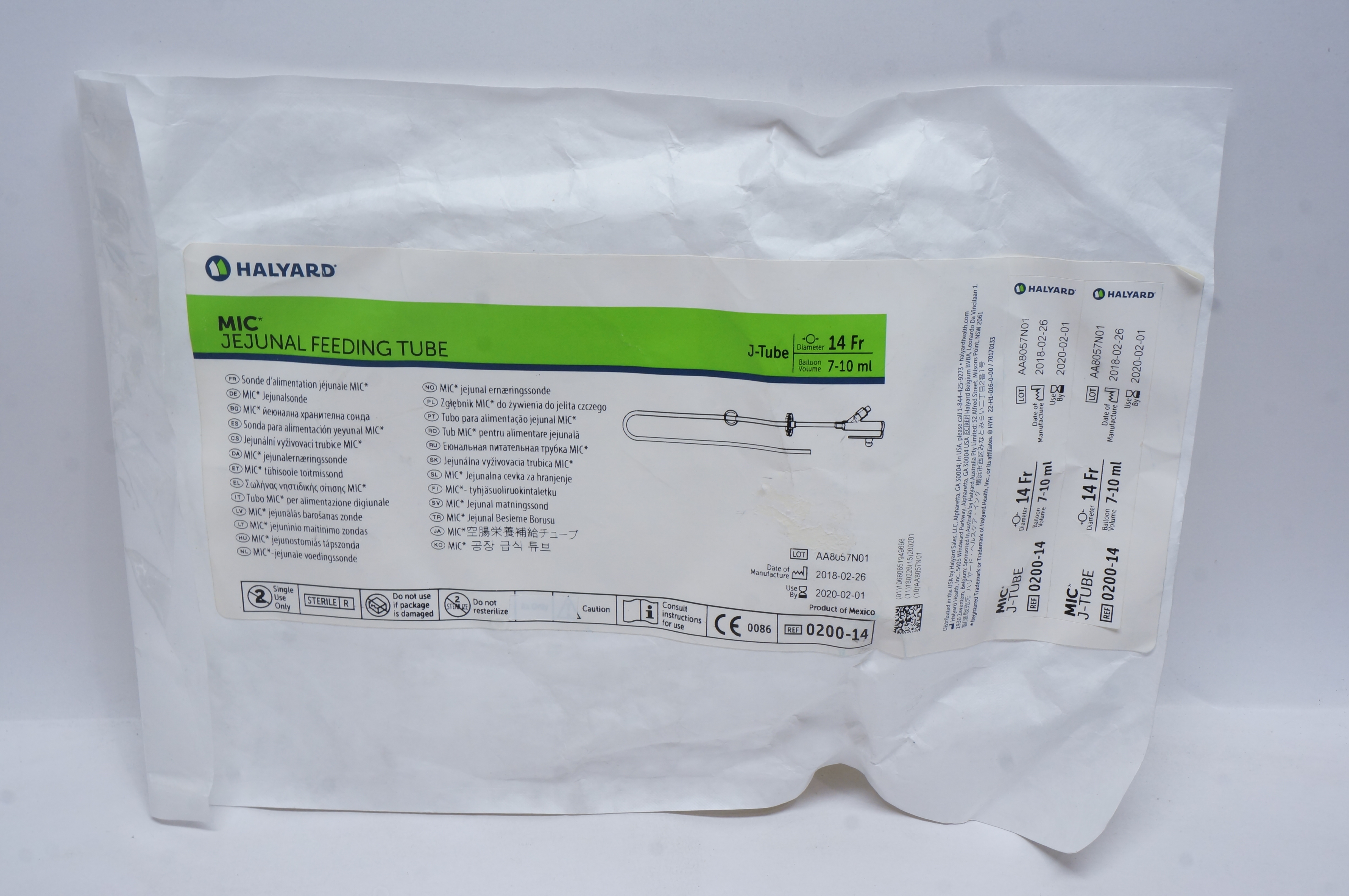 Halyard 0200-14 MIC Jejunal Feeding Tube 14Fr., 7-10ml (x)