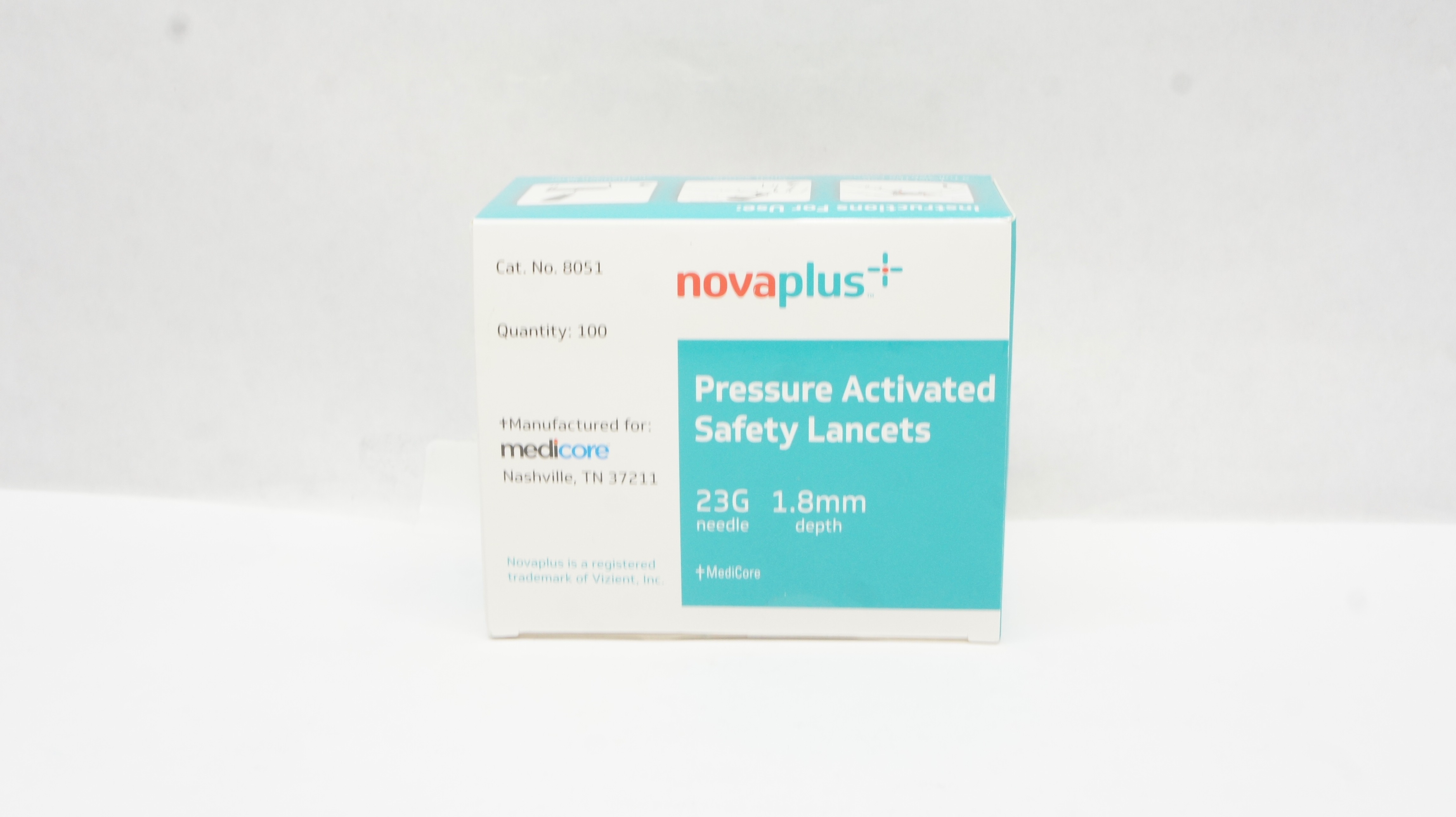 NovaPlus 8051 Pressure Activated Safety Lancets 23G 1.8mm - Box of 100