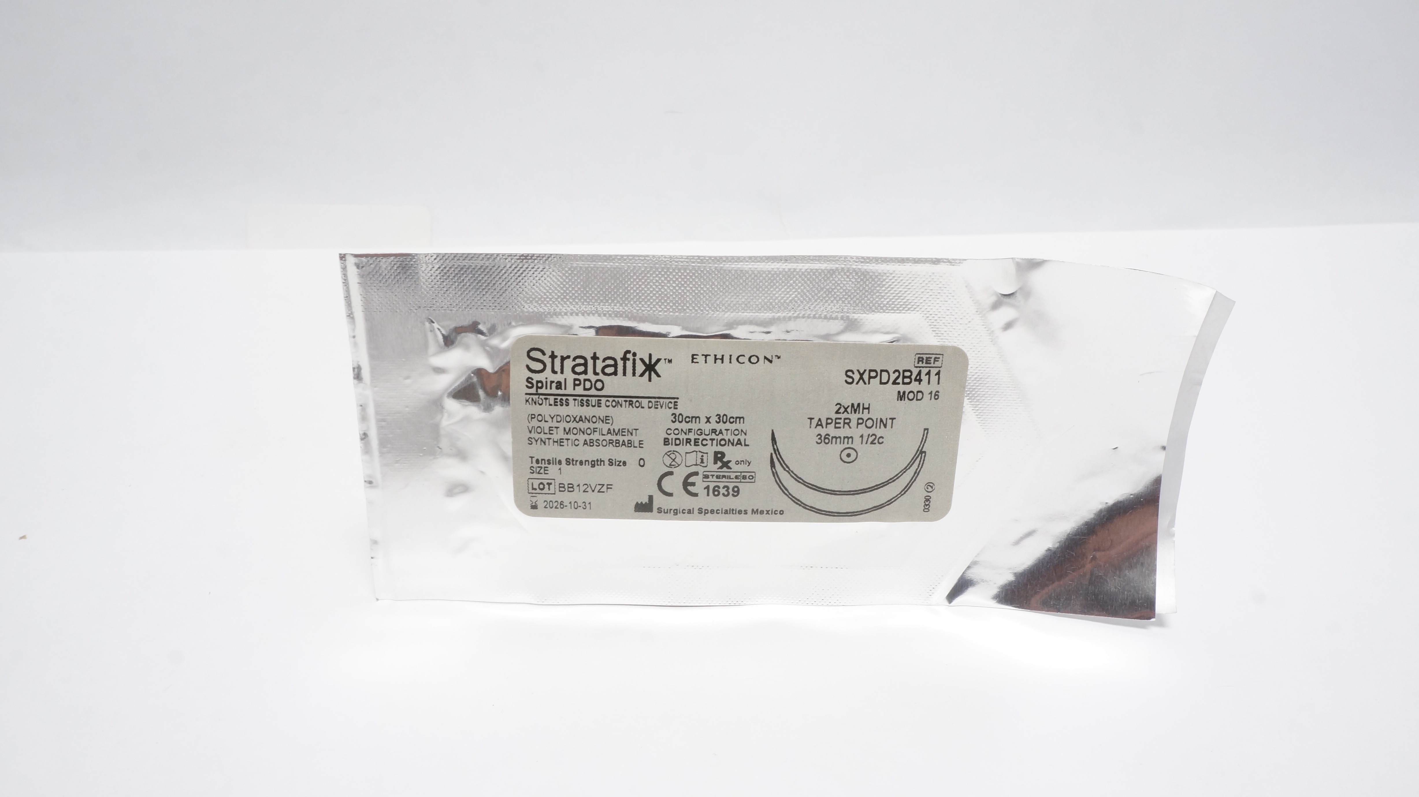 Ethicon SXPD2B411 0 Stratafix 2xMH TaperPoint 36mm 1/2c 30 x 30cm, Size 1