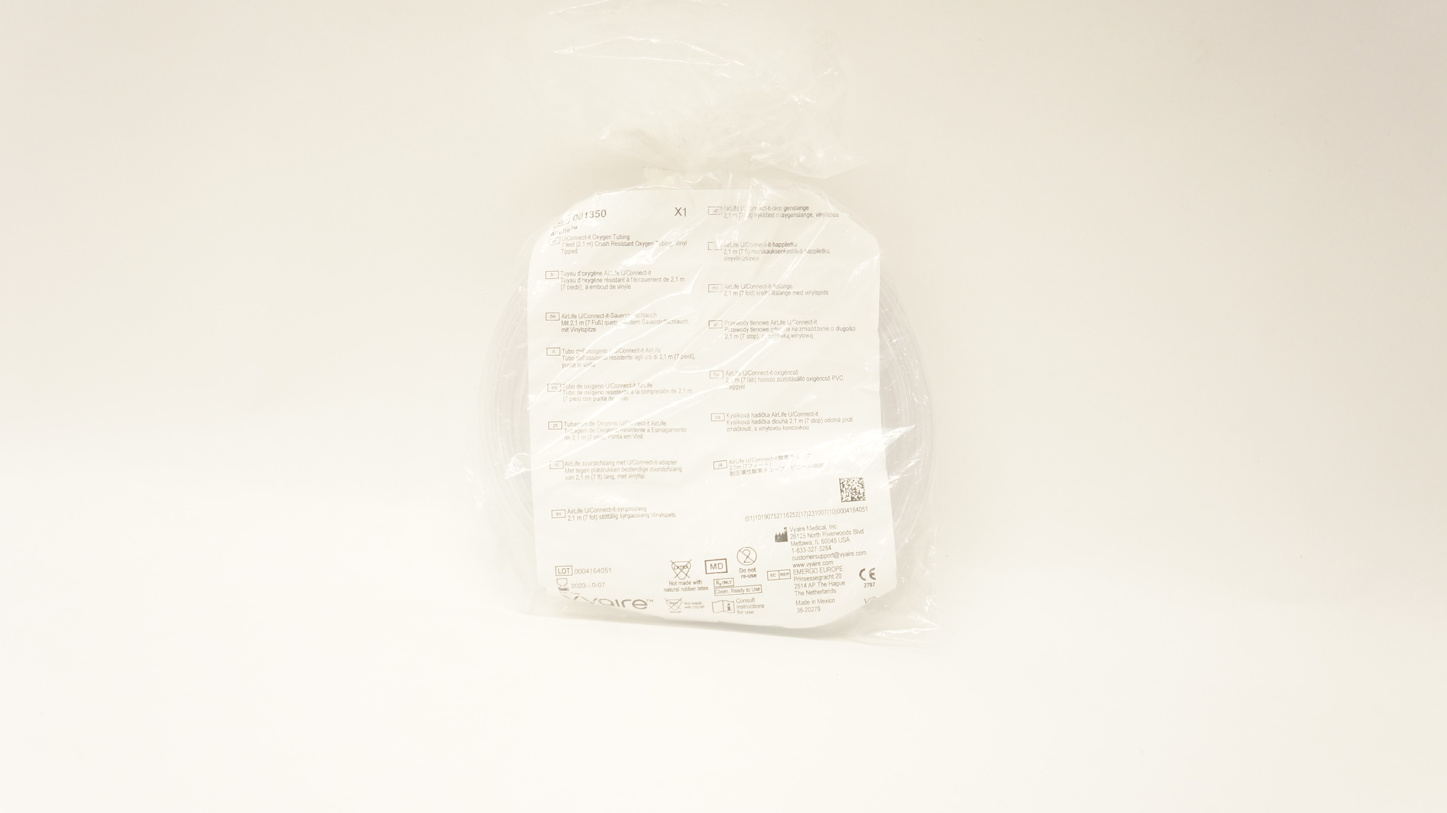 Vyaire 001350 Airlife U/Connect-it Crush Resistant Oxygen Tubing 7ft