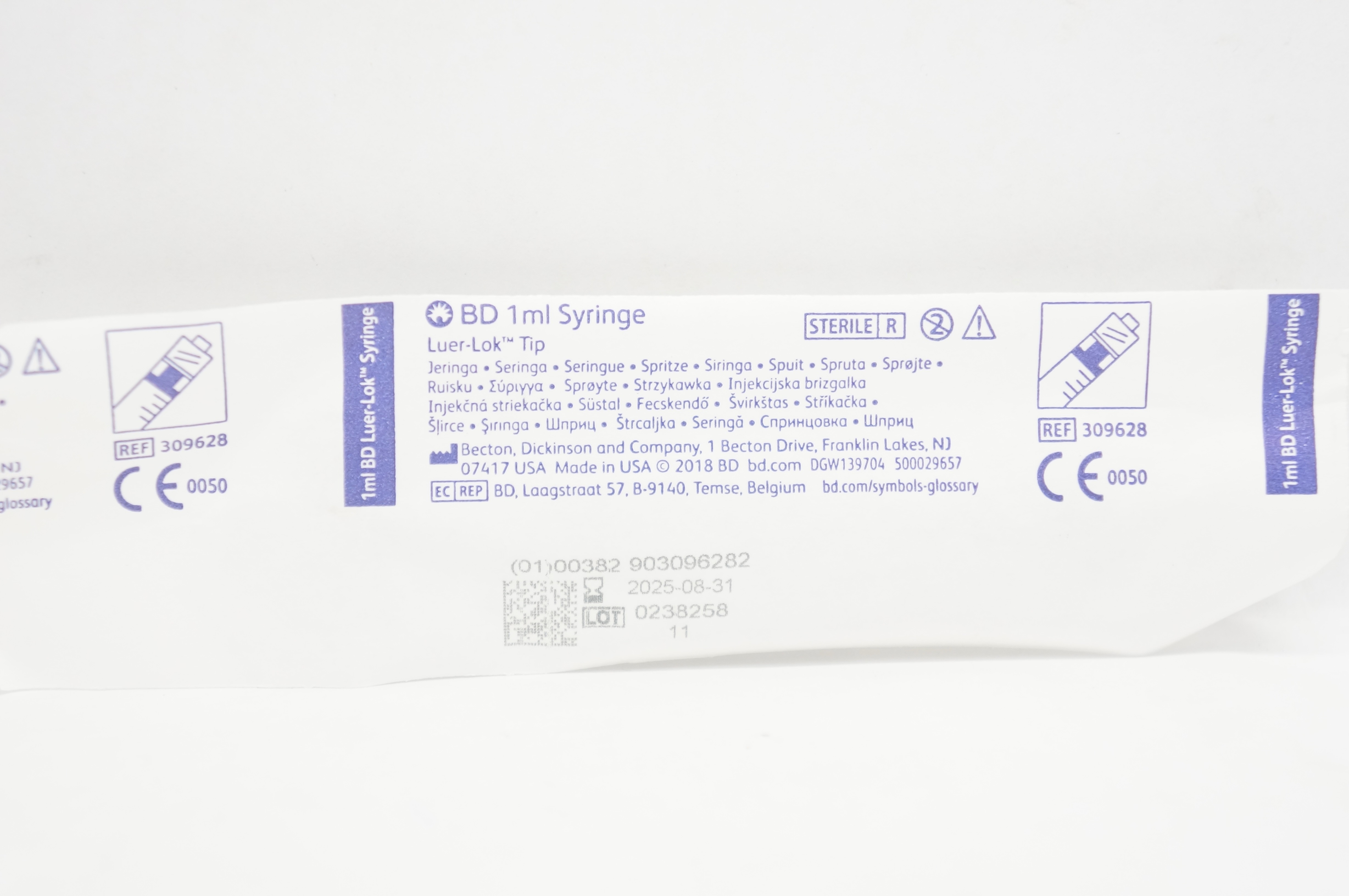 BD 309628 Luer Lok Tip 1ml Syringe