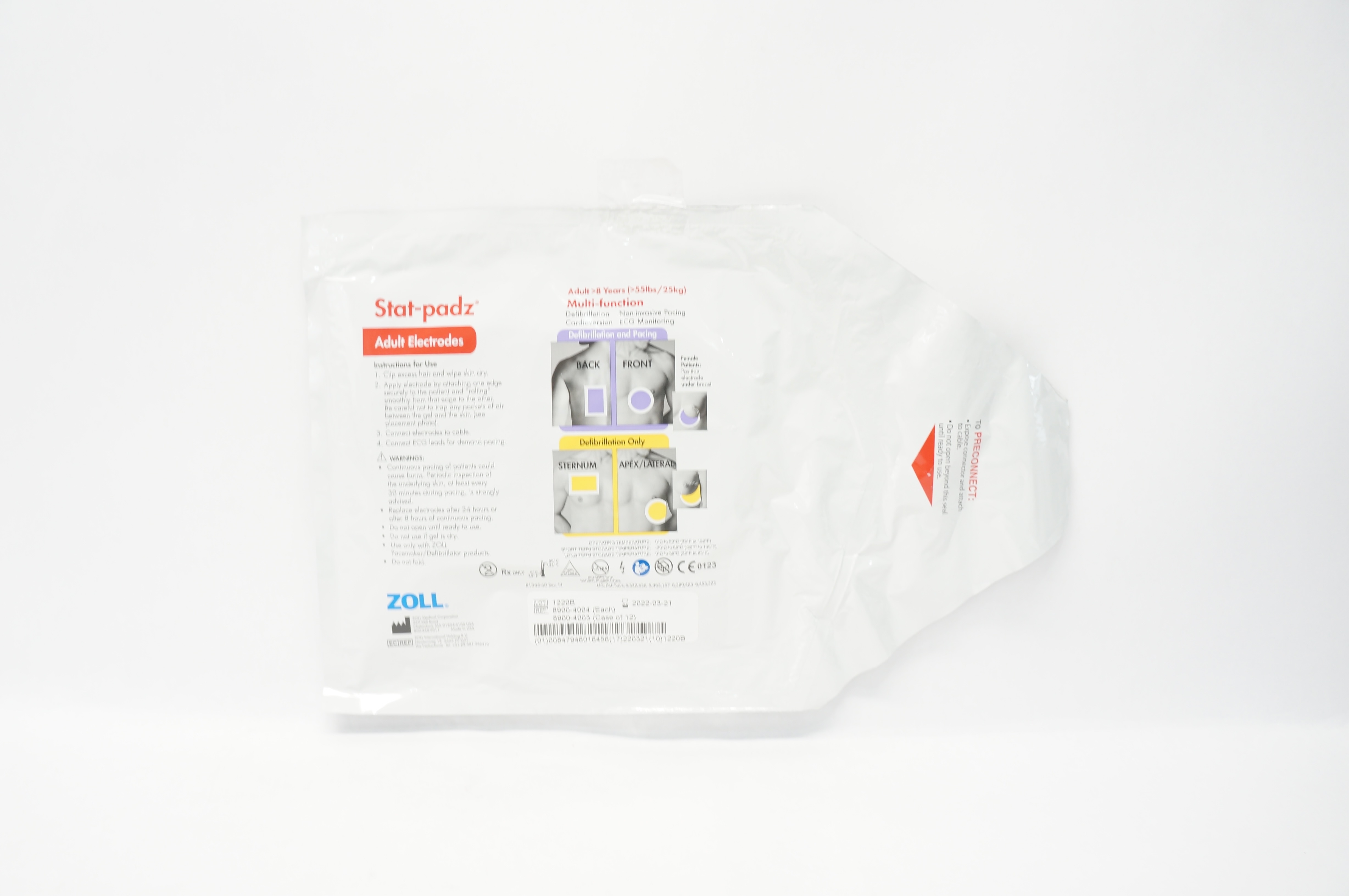 Zoll 8900-4004 Stat-padz Adult Electrodes, Adult >8 Years, >55lbs / 25kg (x)