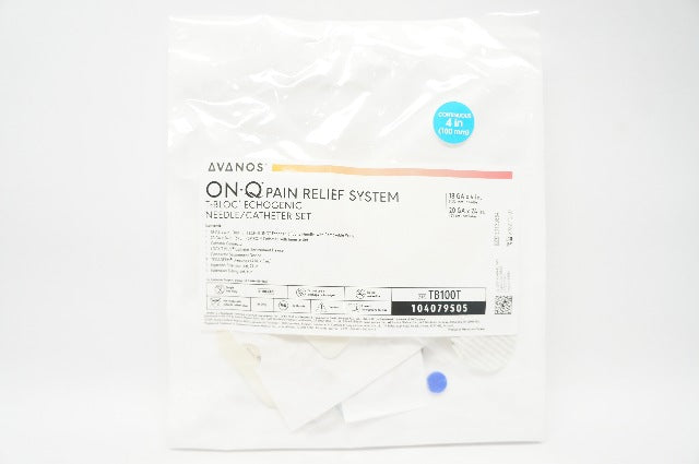 Avanos TB100T On-Q Pain Relief Syst T-Bloc Echogenic Ndle/Cath Set 18Gax4inch