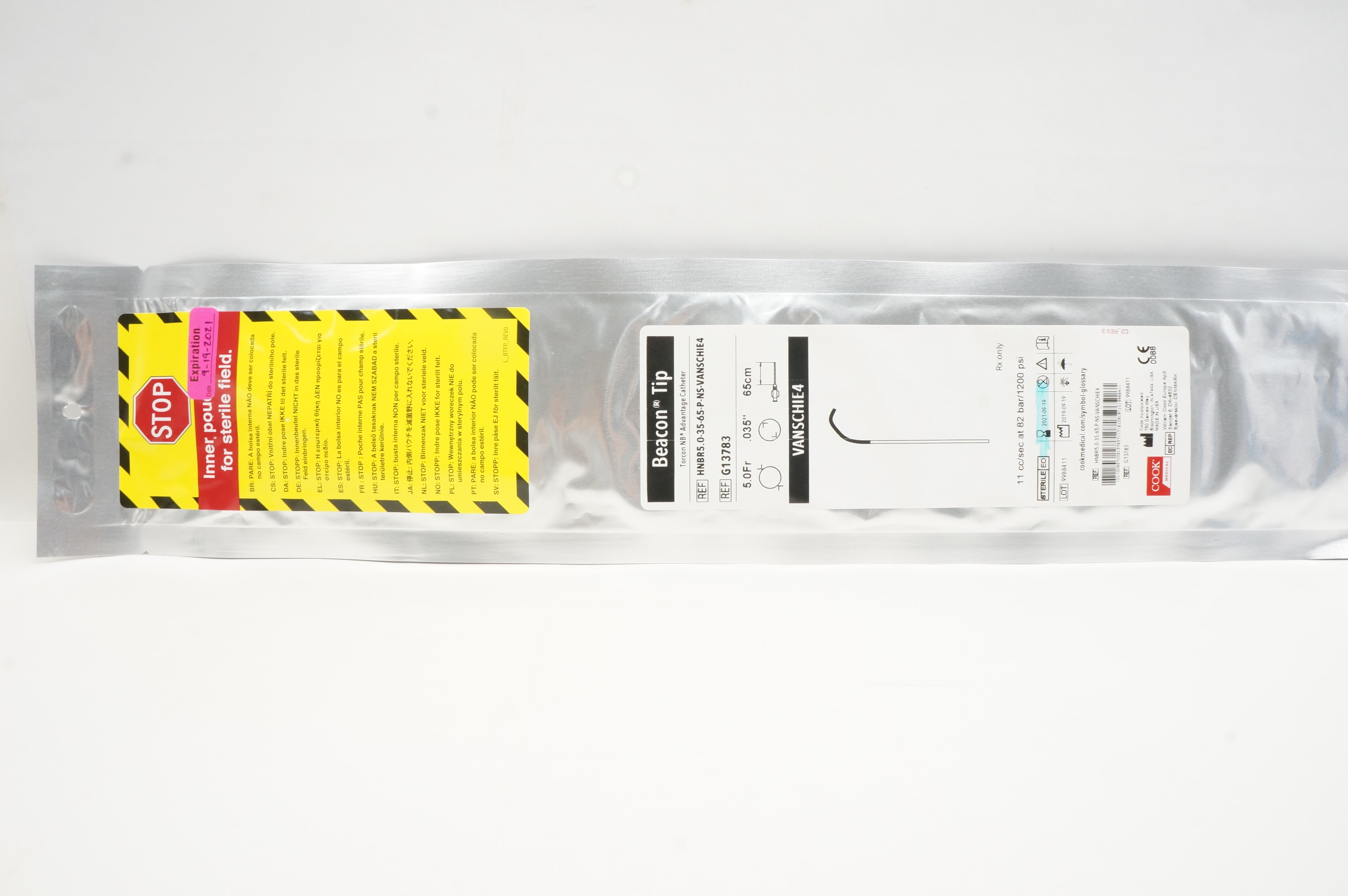 Cook Medical G13783 Beacon Tip Vanschie 4 5.0Fr .035inch 65cm (x)