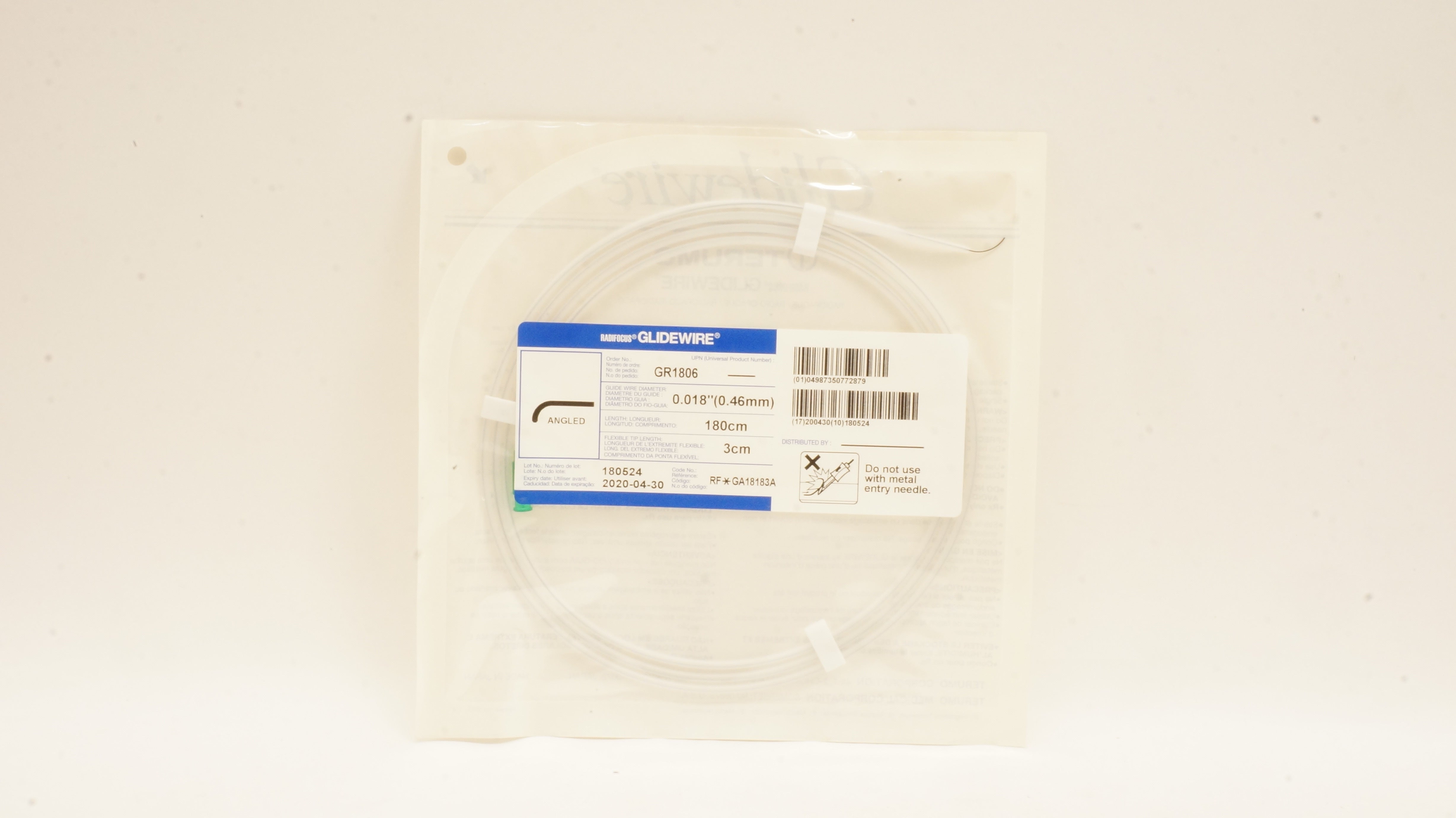 Terumo GA18183A Radifocus Glidewire Angled 0.46mm x 180 x 3cm (x)