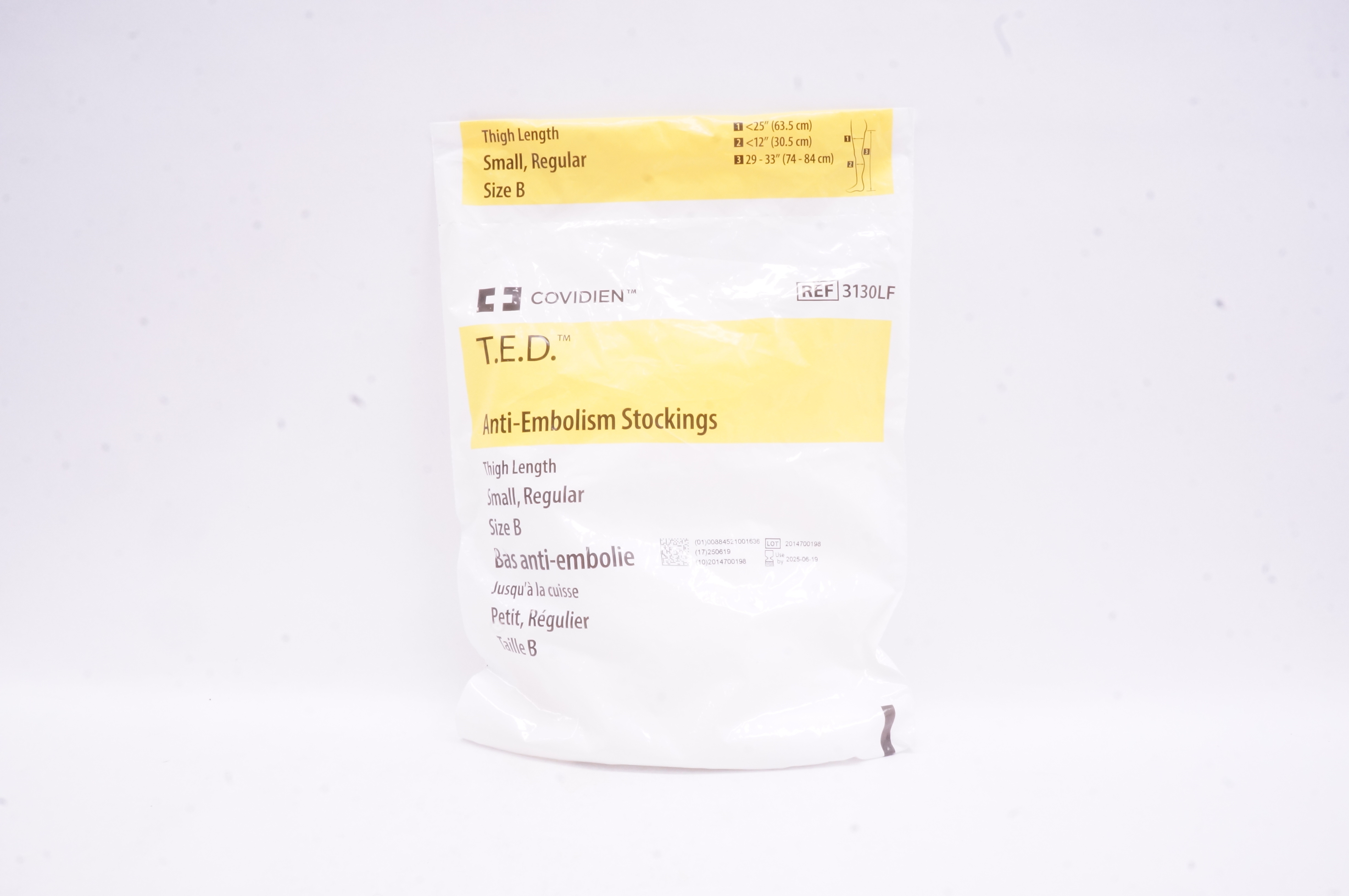 Covidien 3130LF T.E.D. Anti-Embolism Stockings Thigh Length Small, Size B
