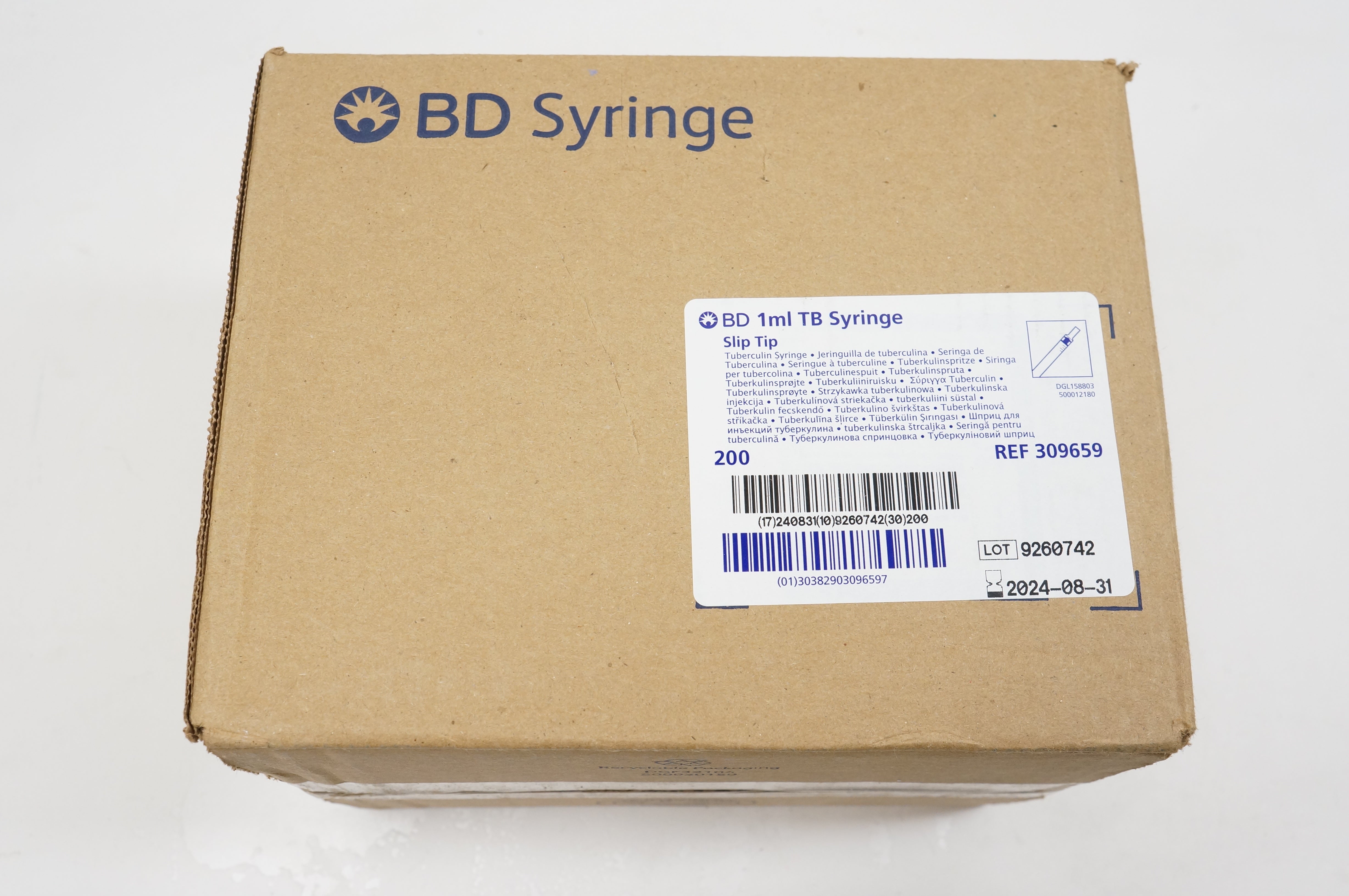 BD 309659 Slip Tip 1ml TB Syringe - Box of 200