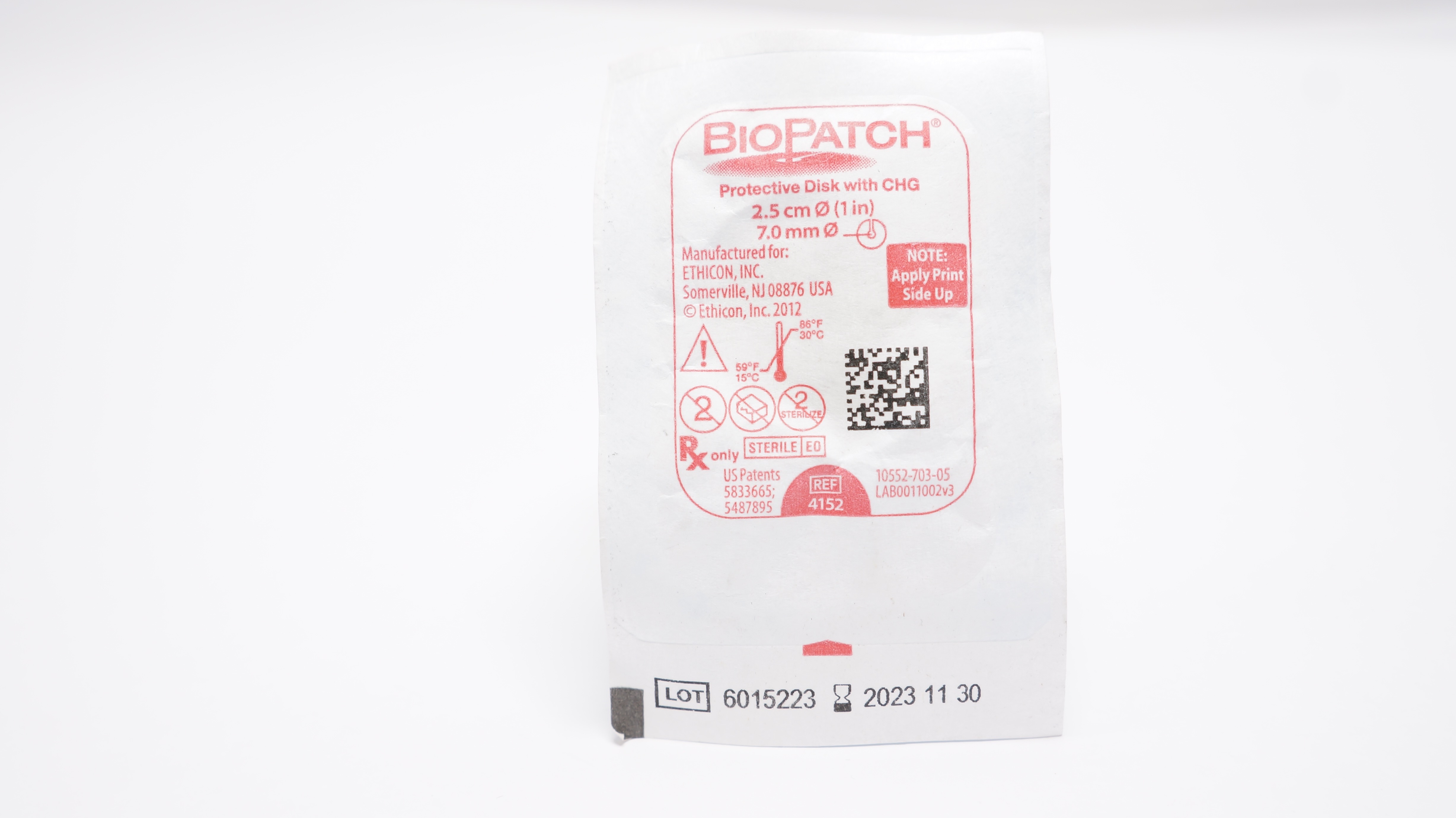 Ethicon 4152 BioPatch Protective Disk with GHG 1inch x 7.0mm (x)
