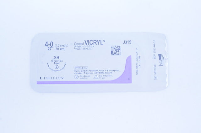 Ethicon J315 4-0 Coated VICRYL SH 26mm 1/2c Taper, 27inch