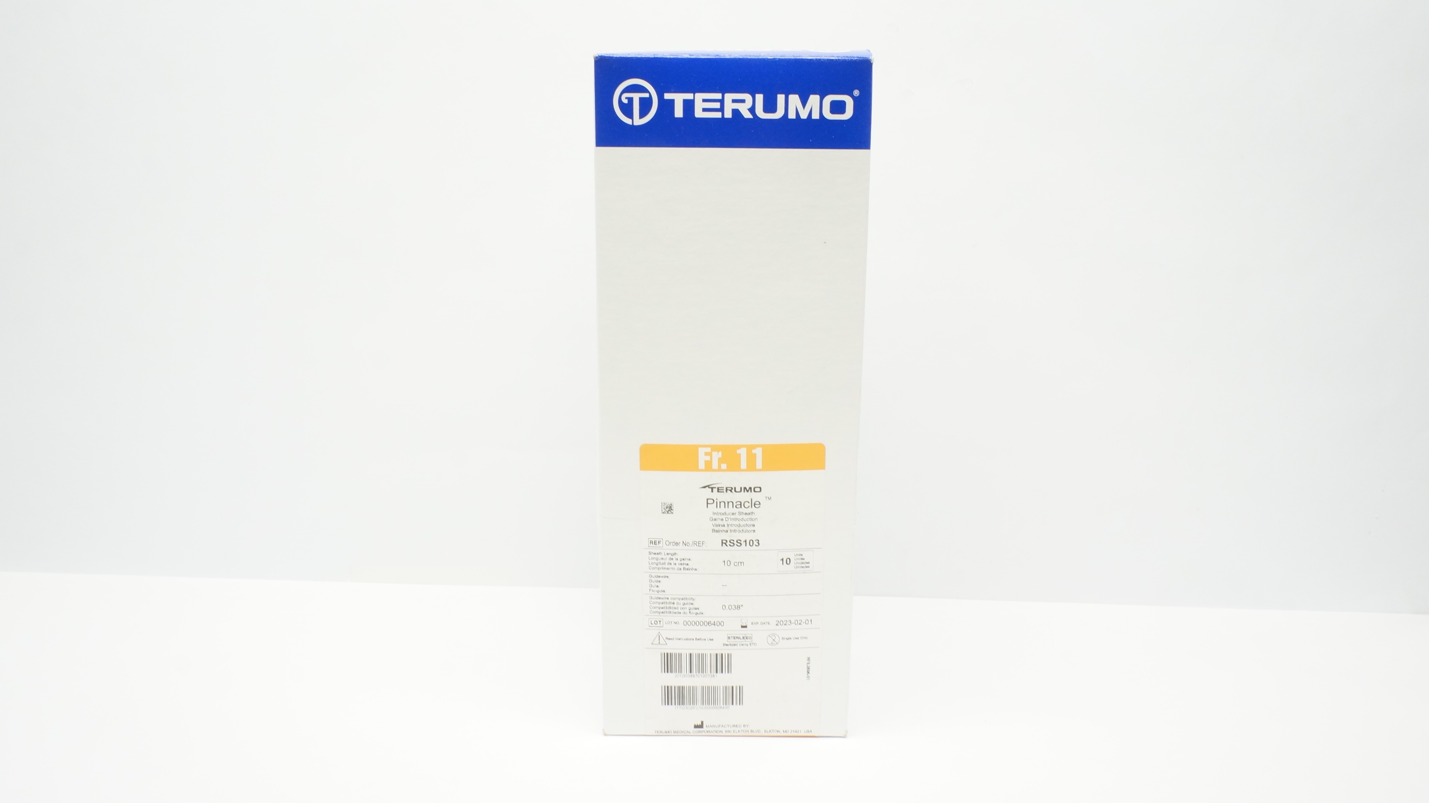 Terumo RSS103 Pinnacke Introducer Sheath 11Fr. x 10cm (x) - Box of 9