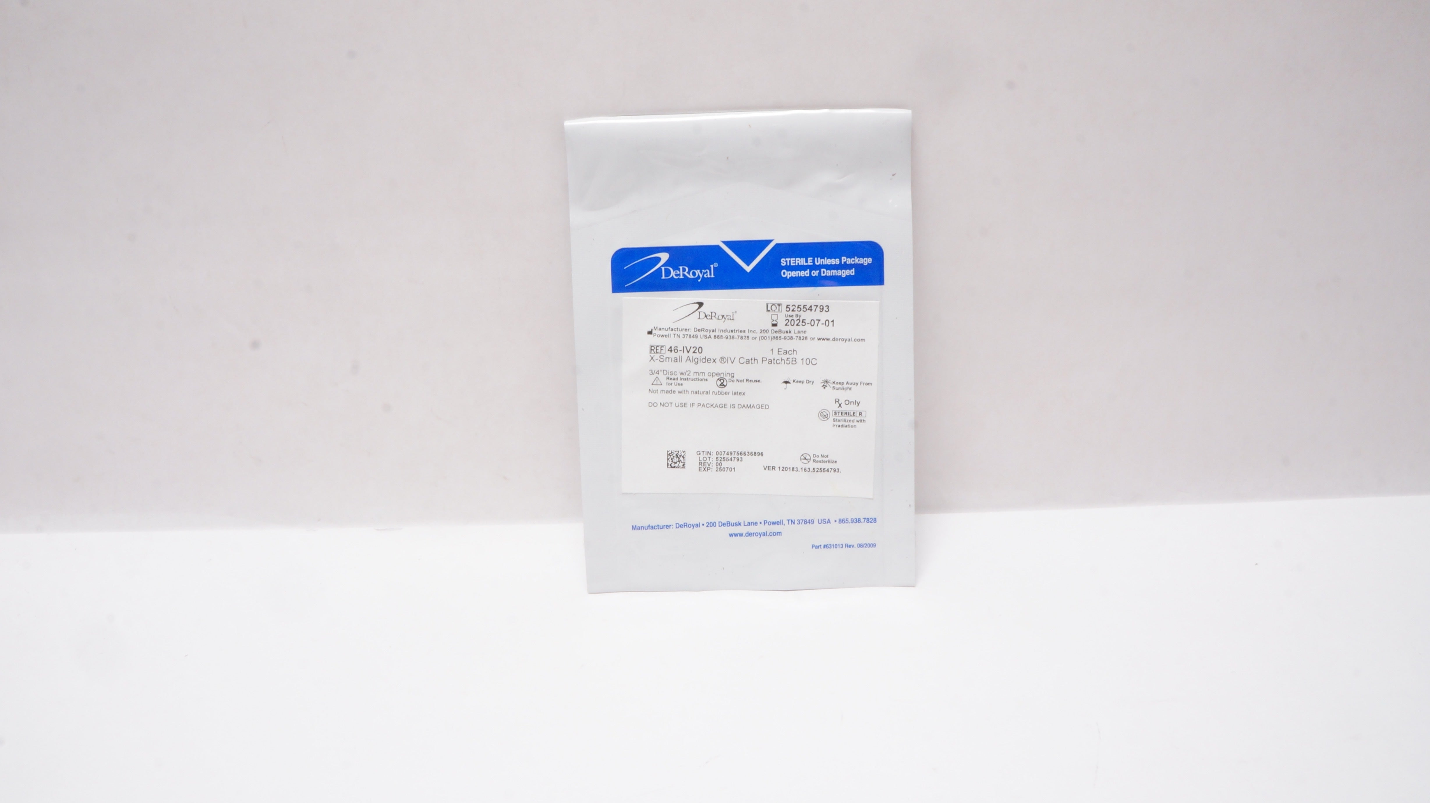 DeRoyal 46-IV20 X-Small Algidex I.V. Cath. Patch 3/4in.Disc