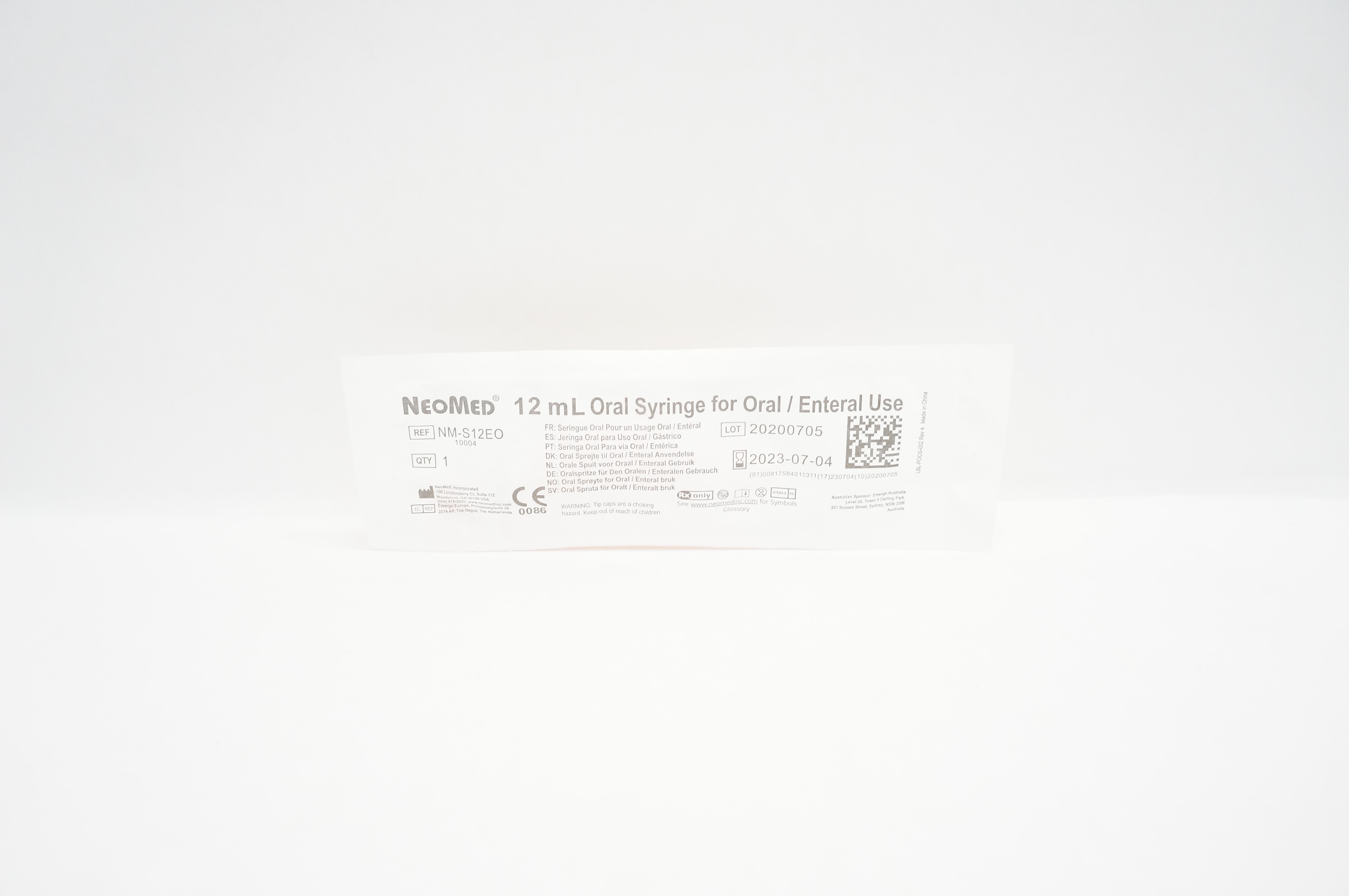NeoMed NM-S12EO Oral Syringe for Oral / Enteral Use 12mL