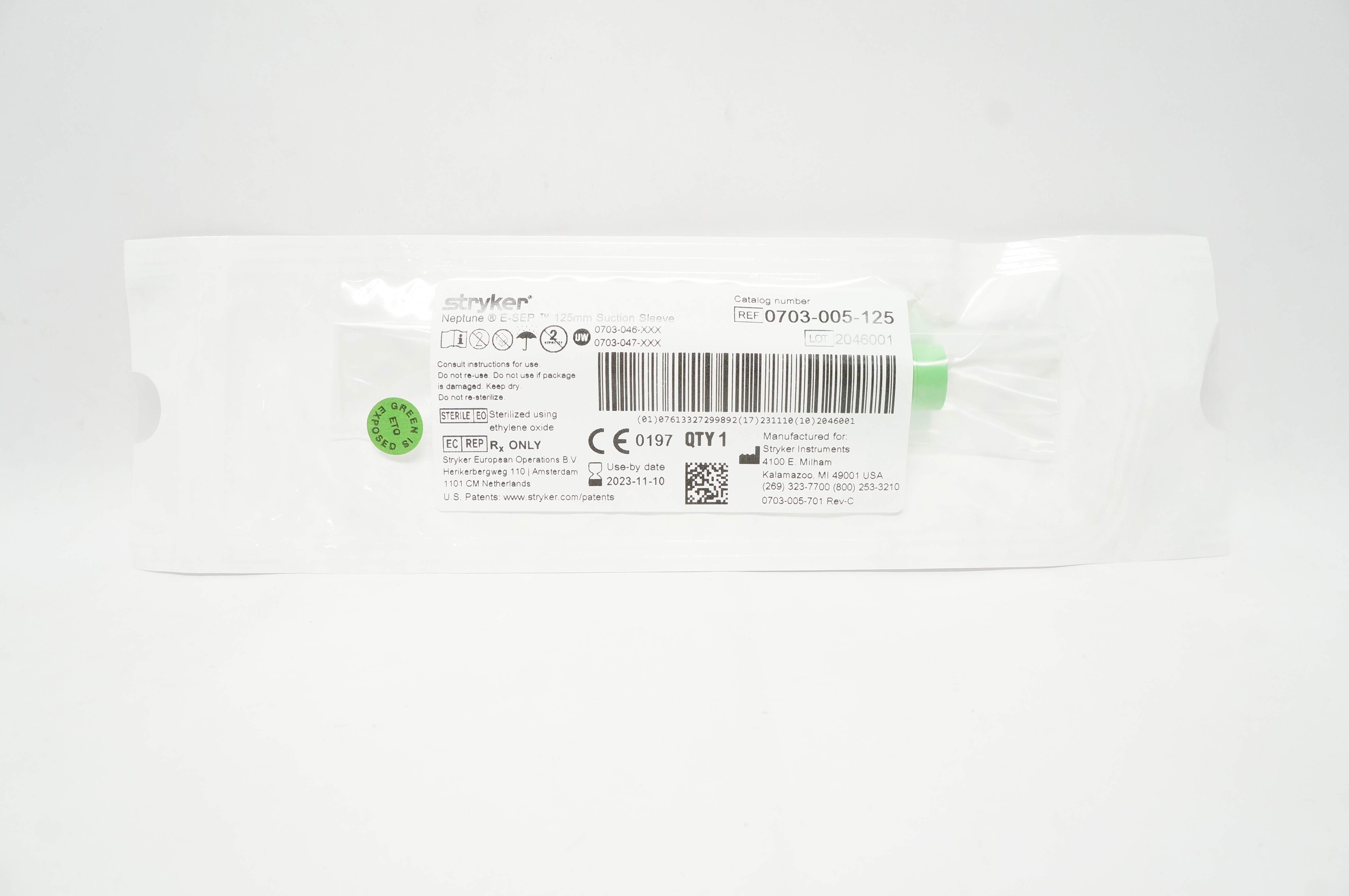 Stryker 0703-005-125 Neptune E-Sep 125mm Suction Sleeve