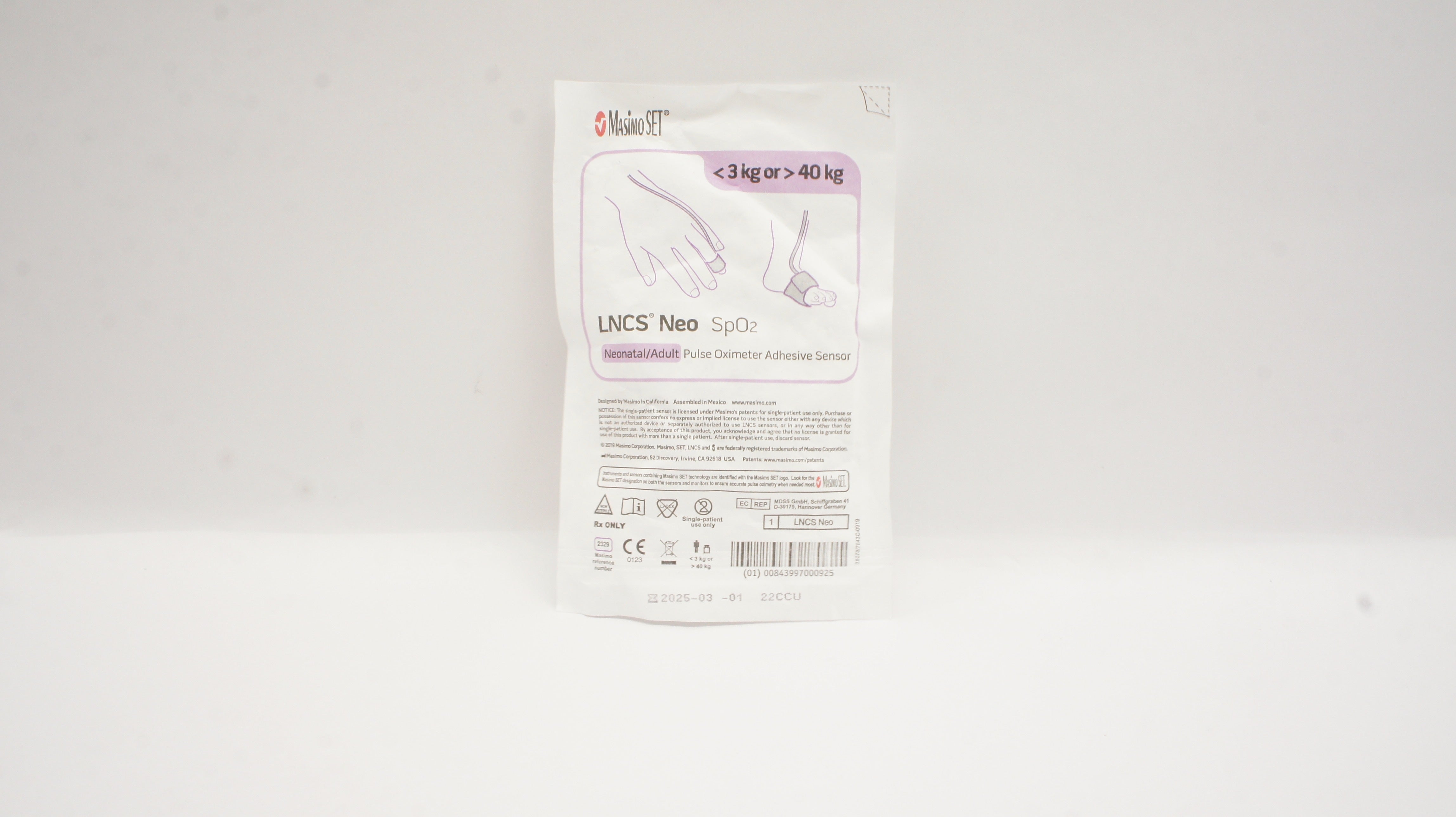 Masimo 2329 LNCS NEO Neonatal/Adult Pulse Oximeter Adhesive Sensor <3kg or >40kg