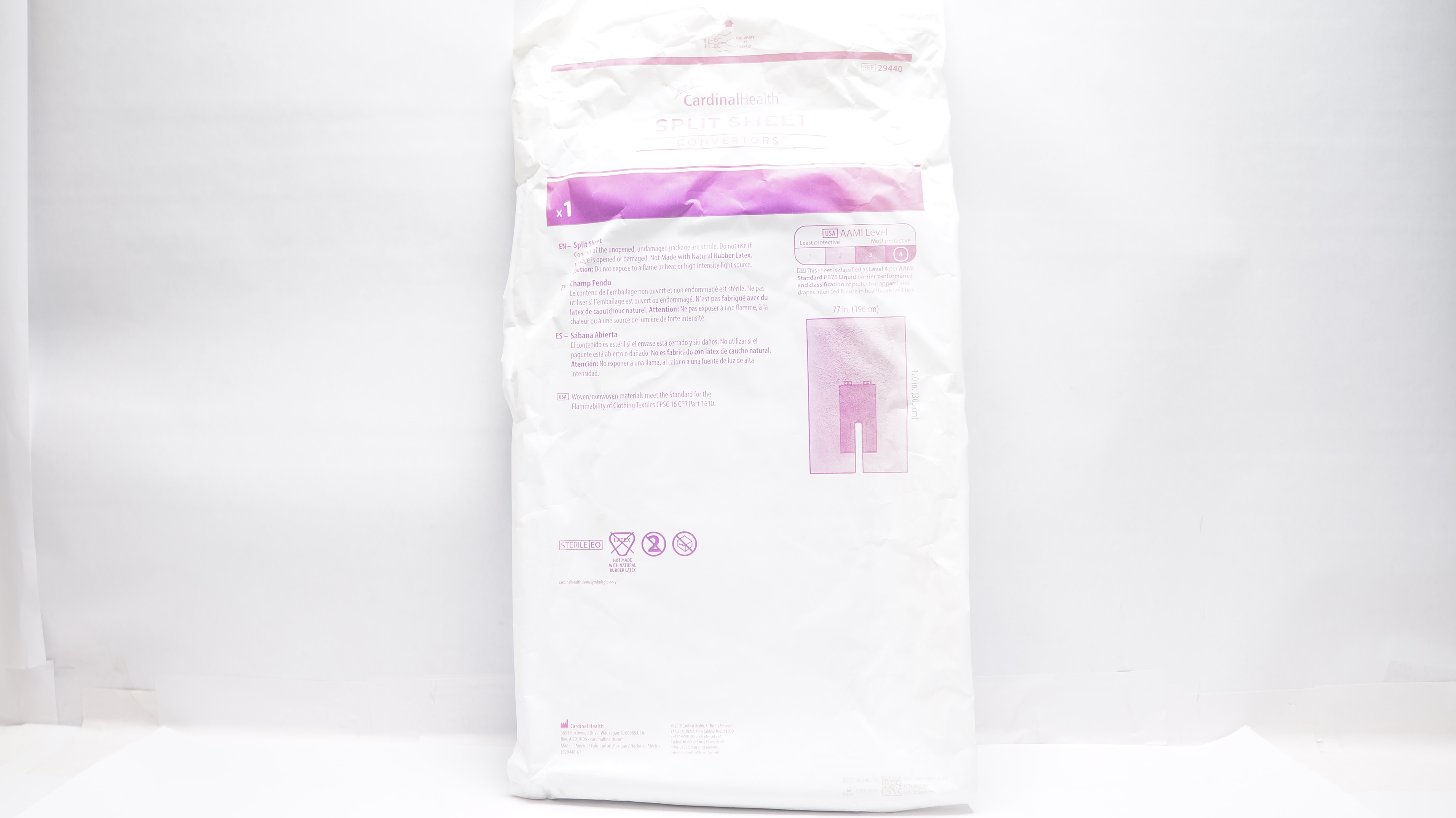 Cardinal Health 29440 Split Sheet Convertors W/Adhesive 120 x 77In,Level 4