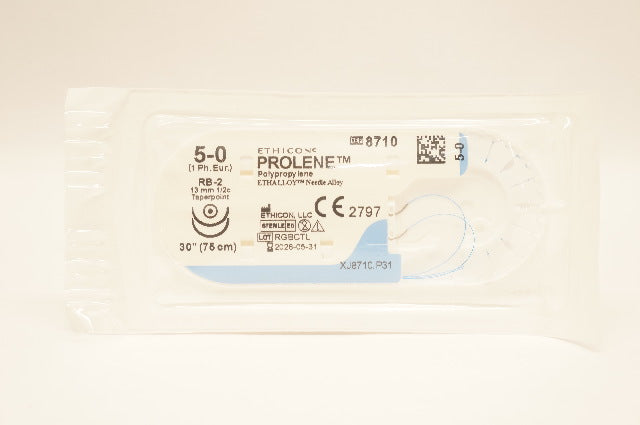 Ethicon 8710 5-0 PROLENE Non- Absorbable Stre RB-2 13mm 1/2c Taperpoint, 30inch