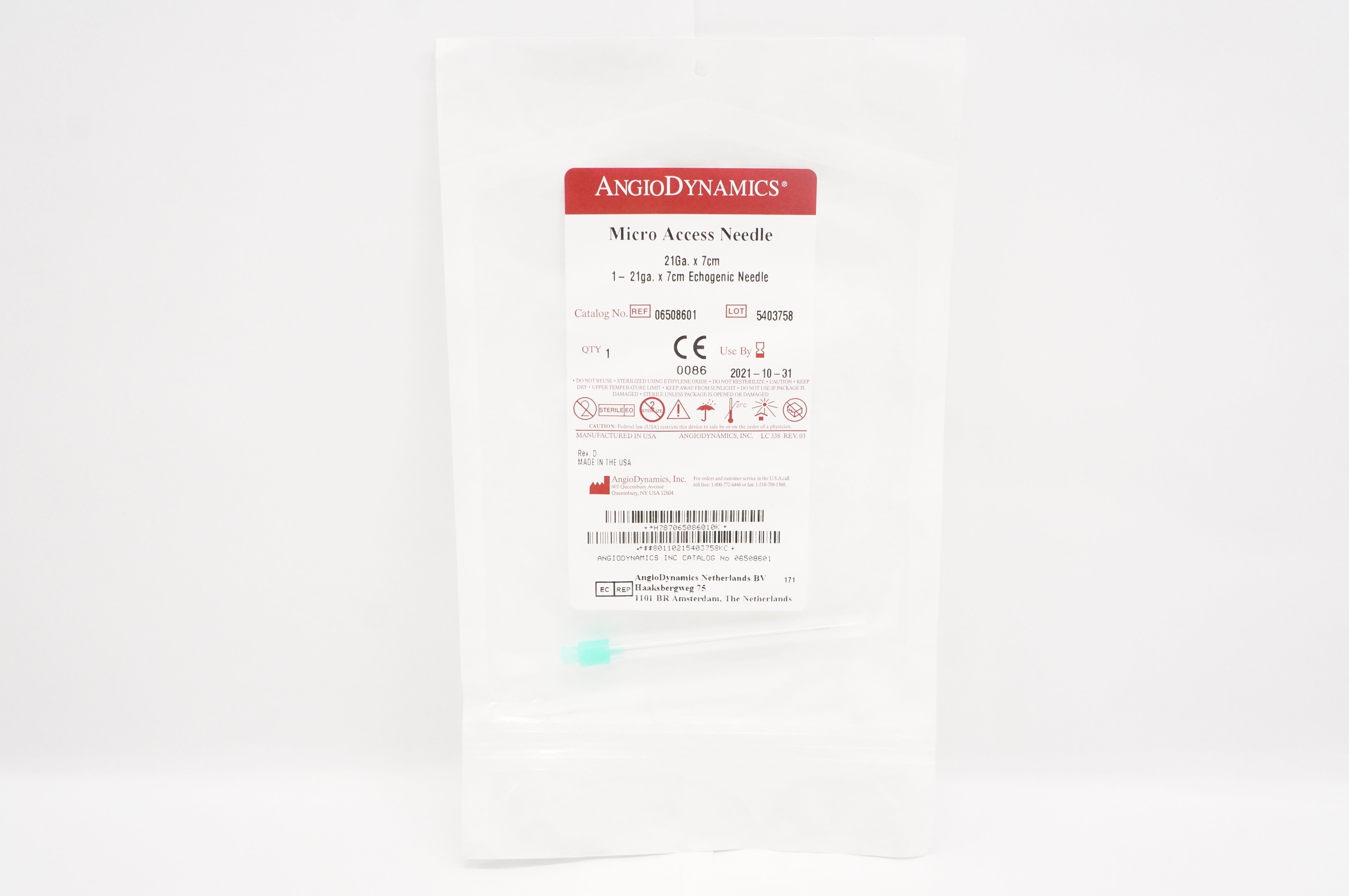 AngioDynamics 06508601 Micro Access Ndle 21Ga x 7cm (x)