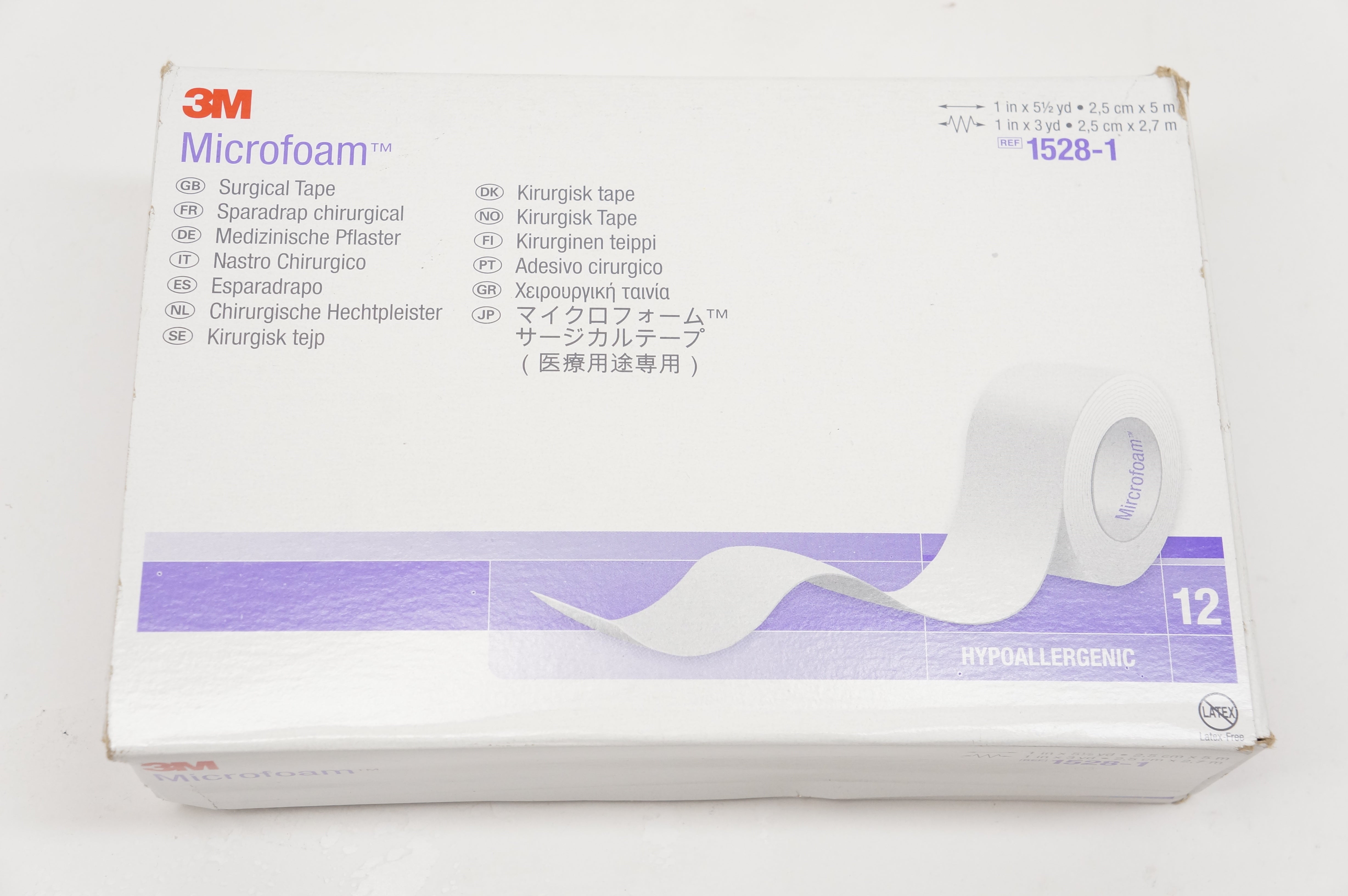 3M 1528-1 Microfoam Surgical Tape, 1inch - Box of 12