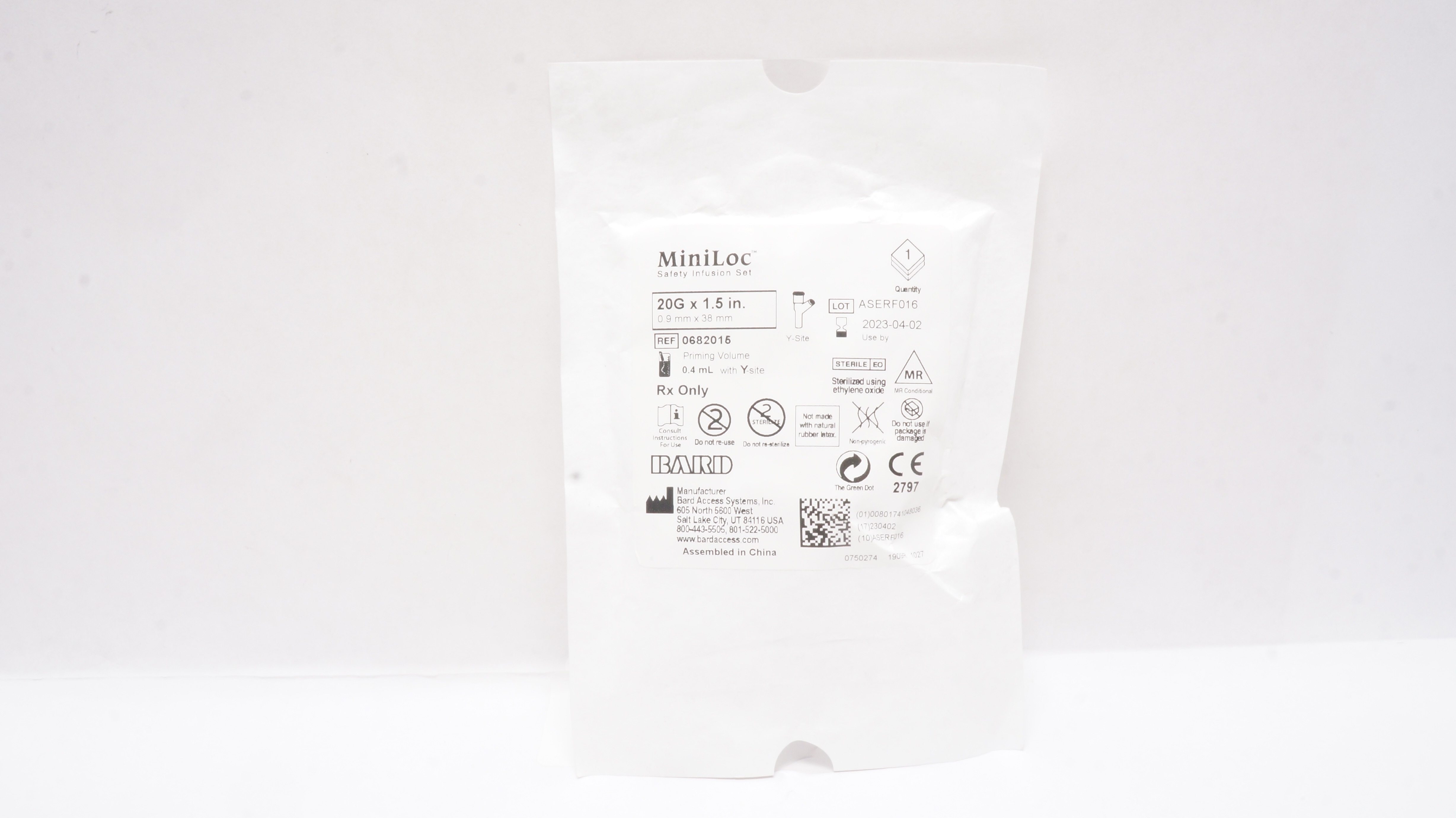 Bard 0682015 MiniLoc Safety Infusion Set 20G x 1.5inch, 0.4mL (x)