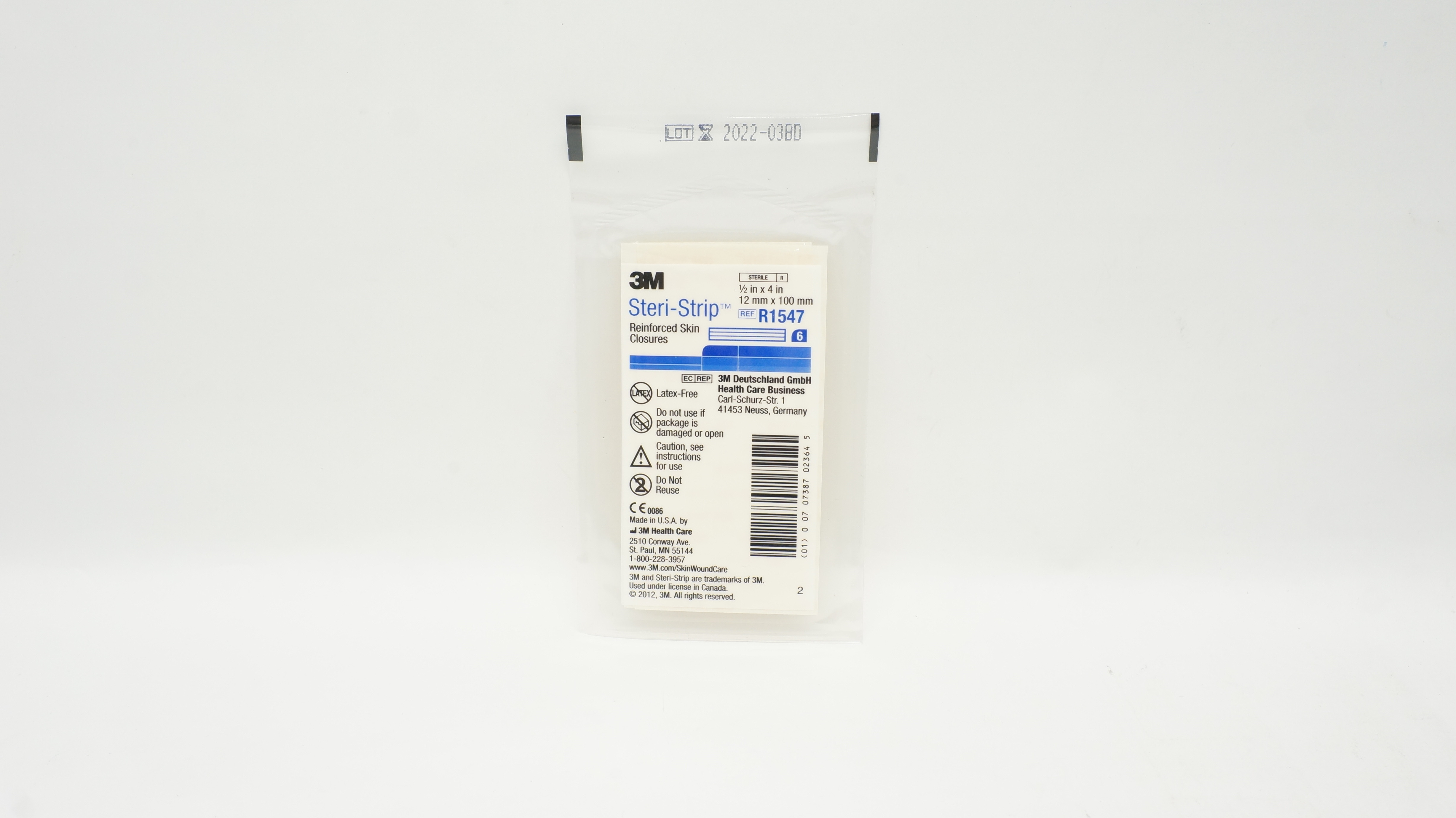 3M R1547 Steri-Strip Reinforced Skin Closures 1/2 inch x 4 inch - Pack of 6