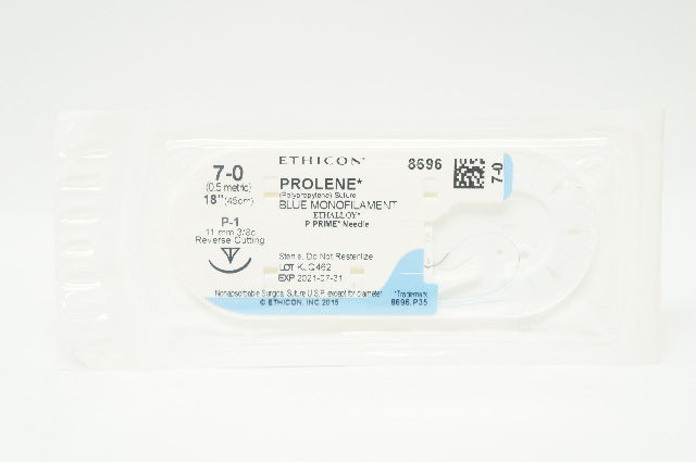 Ethicon 8696 7-0 PROLENE P-1 11mm 3/8c Reverse Cutting, 18inch (x)