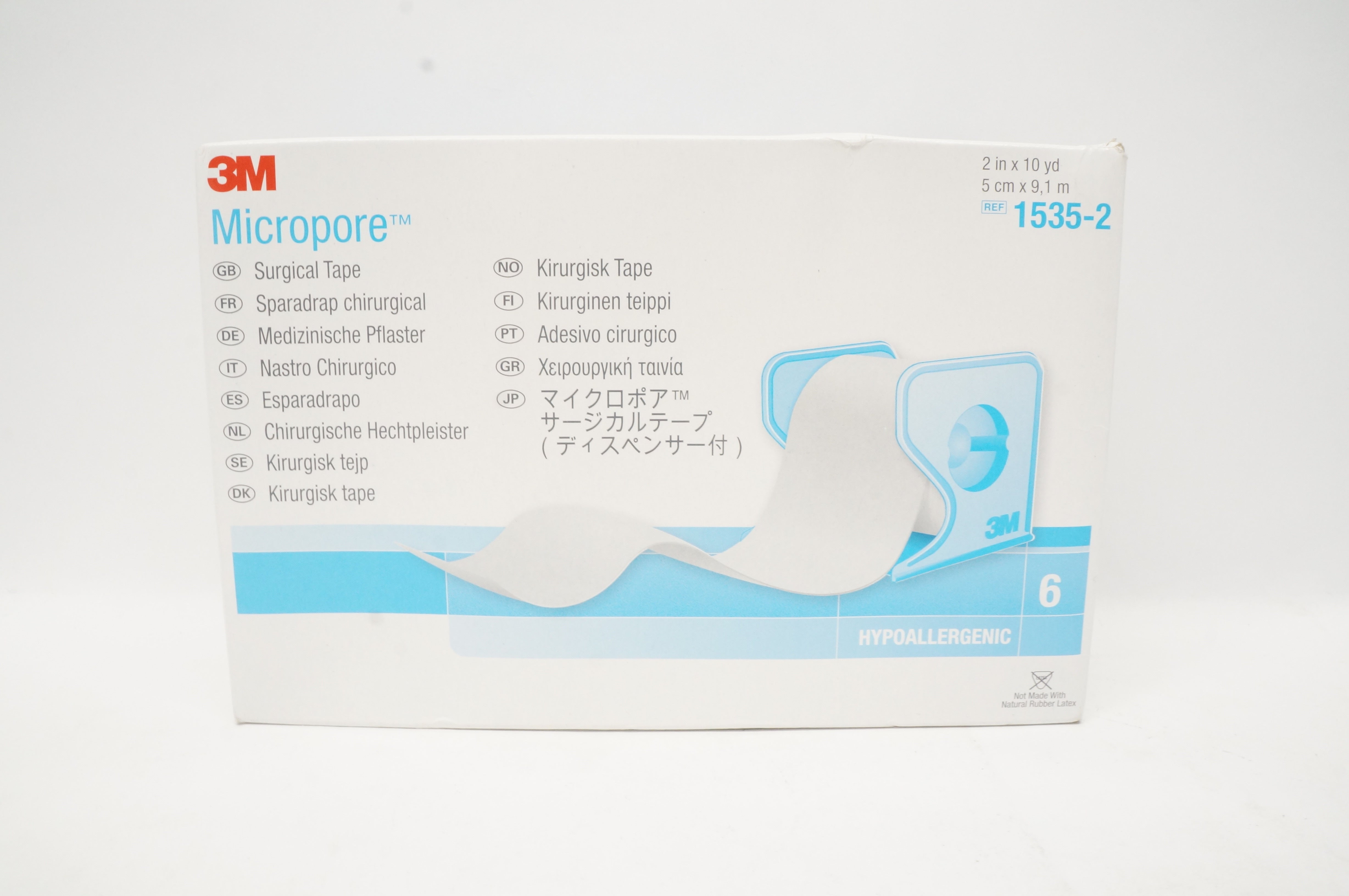 3M 1535-2 Micropore Surgical Tape 2 inch x 10 yd. - Box of 6