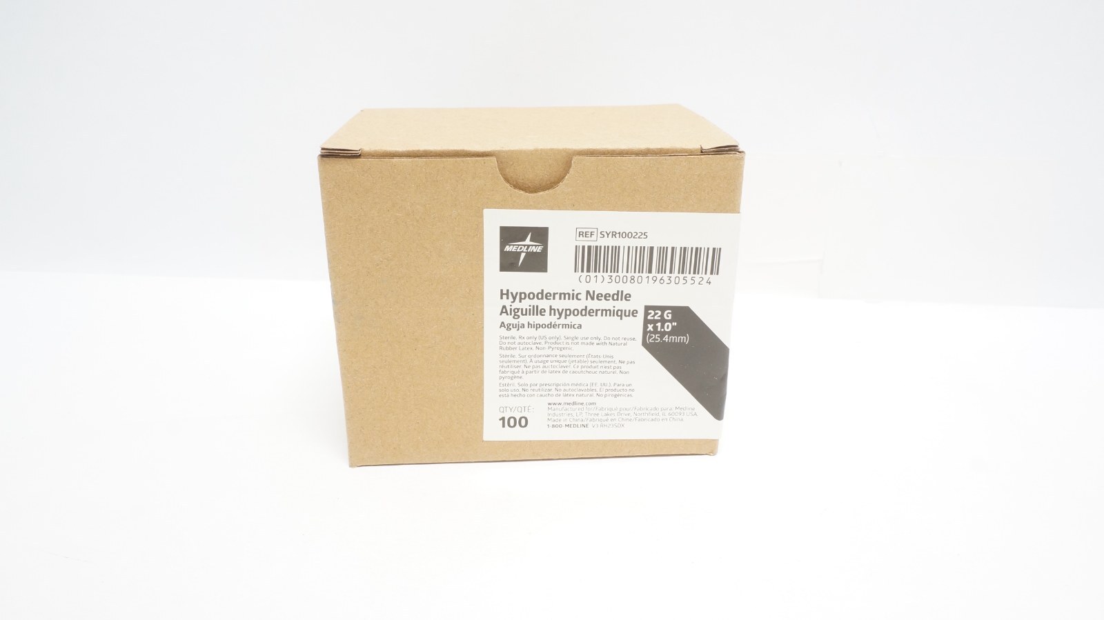 Medline SYR100225 Hypodermic Needle 22 G x 1.0" (25.4mm)