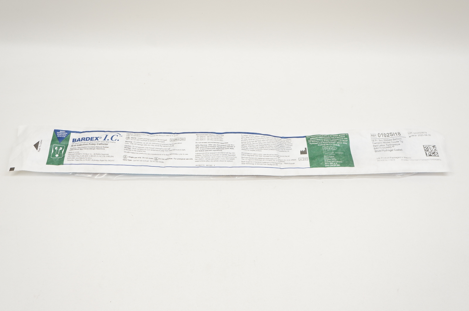 Bard 0102SI18 Bardex I.C. Anti-Infective Foley Cath. 18Fr. 5cc