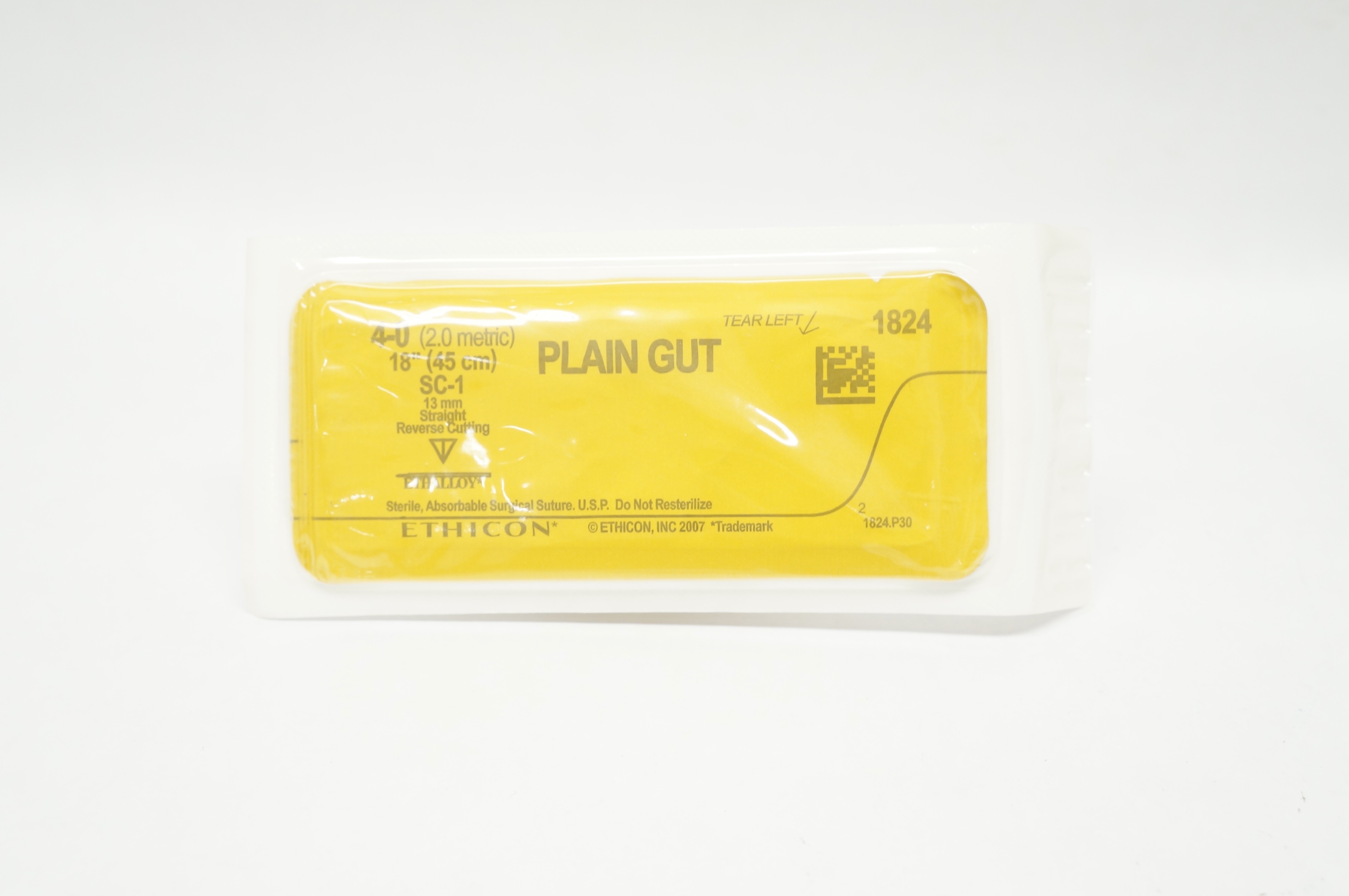 Ethicon 1824 4-0 Plain Gut Absorbable Stre SC-1 13mm Reverse Cutting 18inch (x)