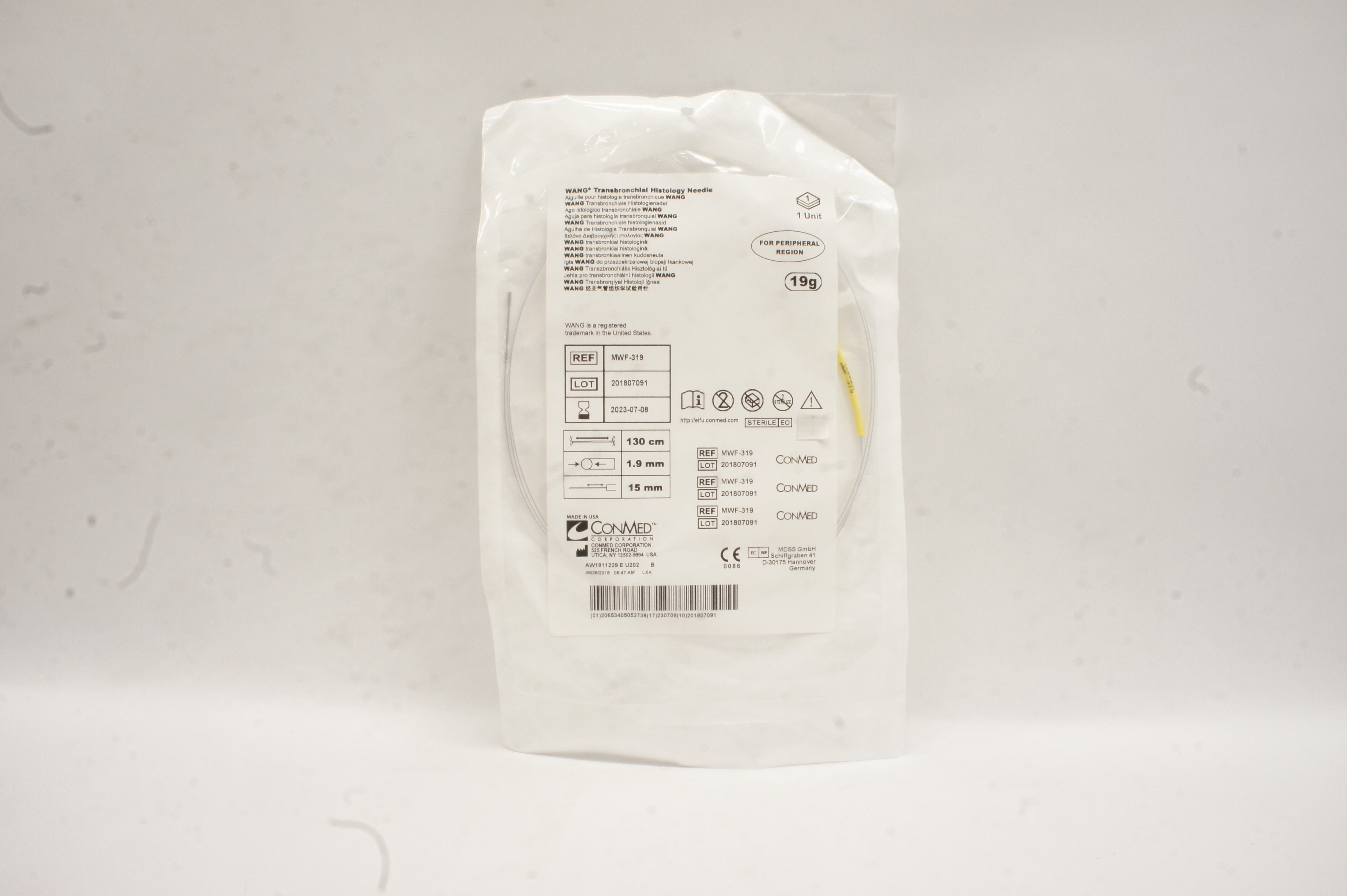 ConMed MWF-319 WANG Transbronchial Histology Ndle 19G x 130cm