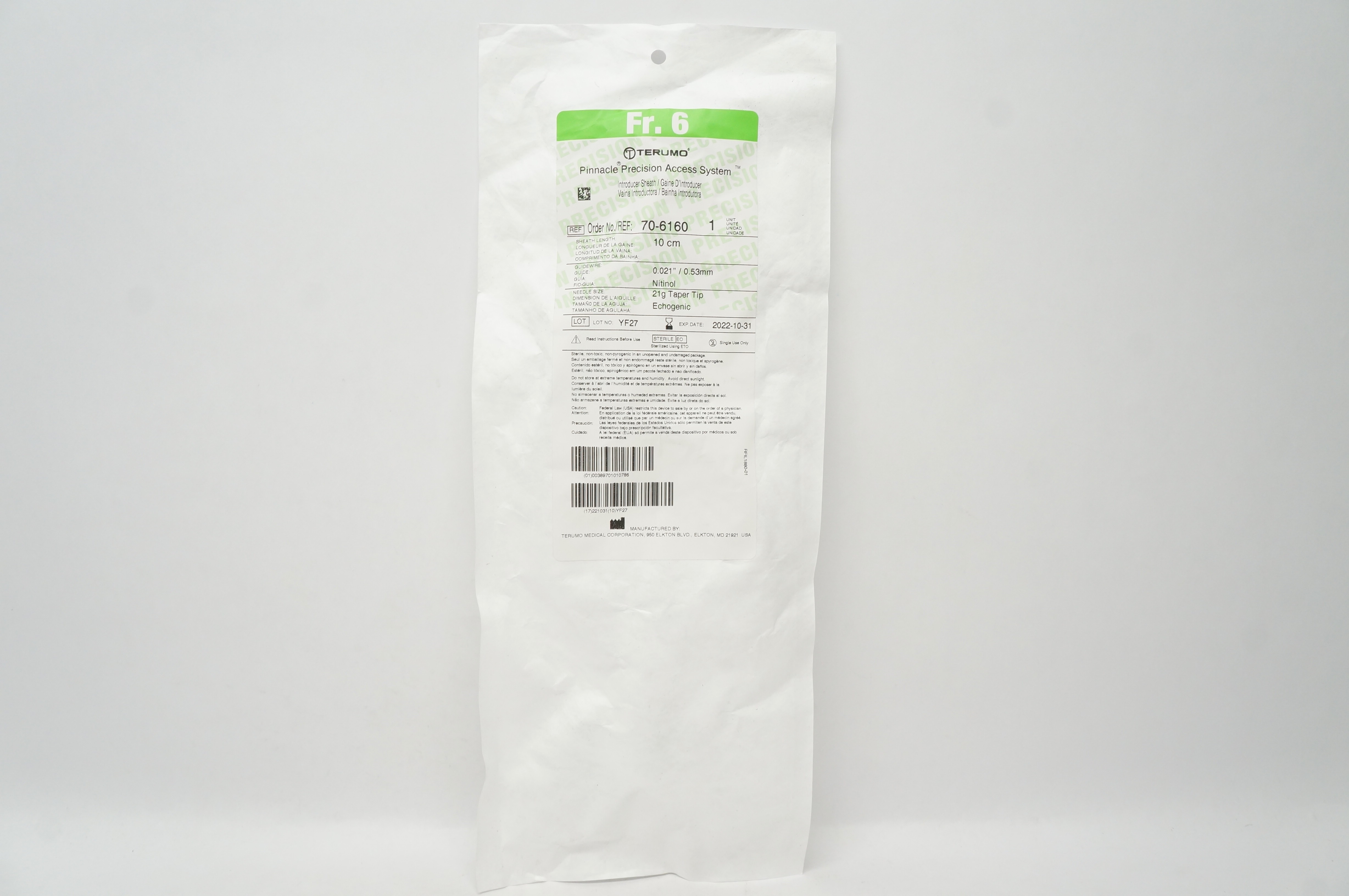 Terumo 70-6160 Pinnacle Precision Access System 6Fr x 10cm